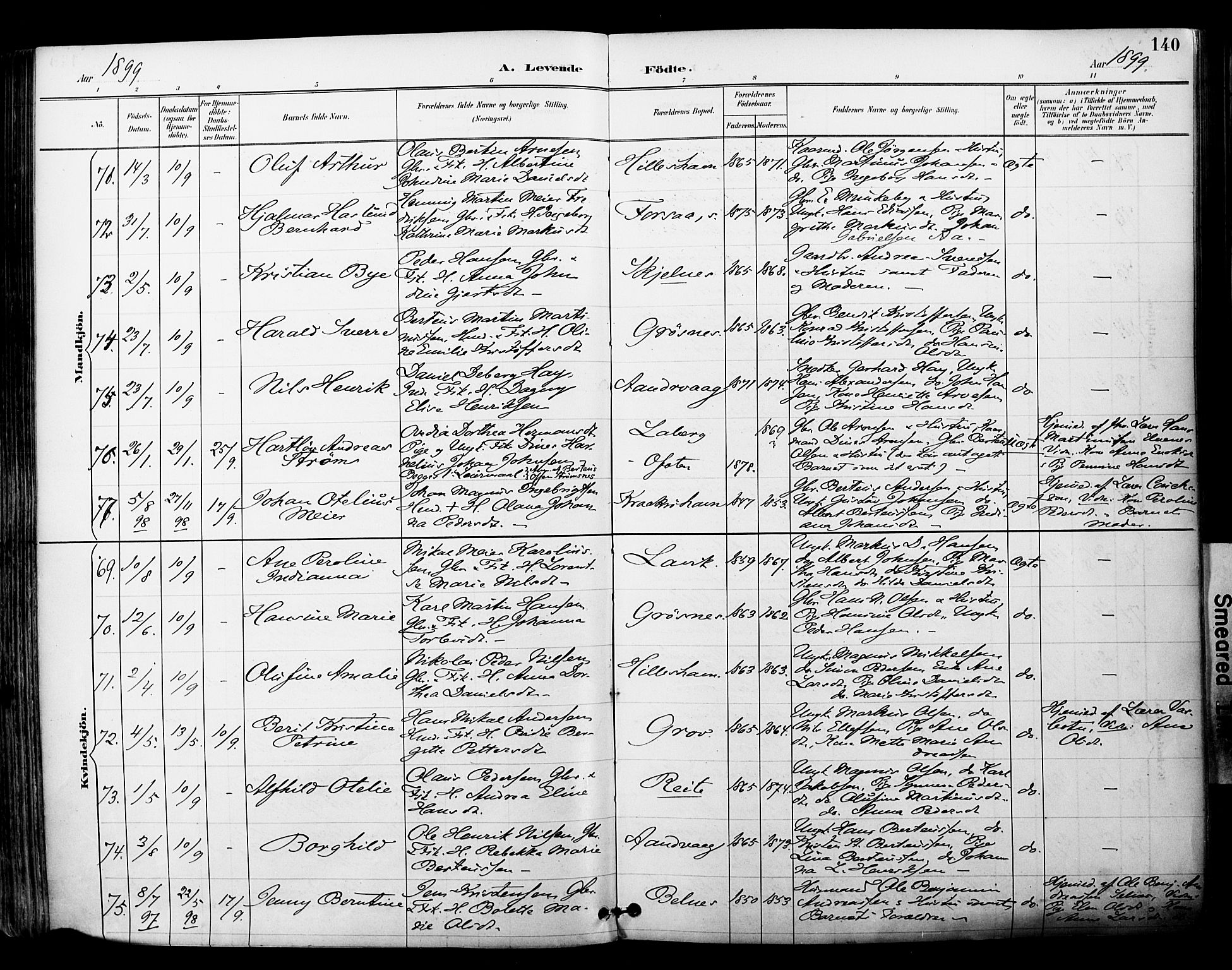 Ibestad sokneprestembete, SATØ/S-0077/H/Ha/Haa/L0012kirke: Parish register (official) no. 12, 1890-1900, p. 140