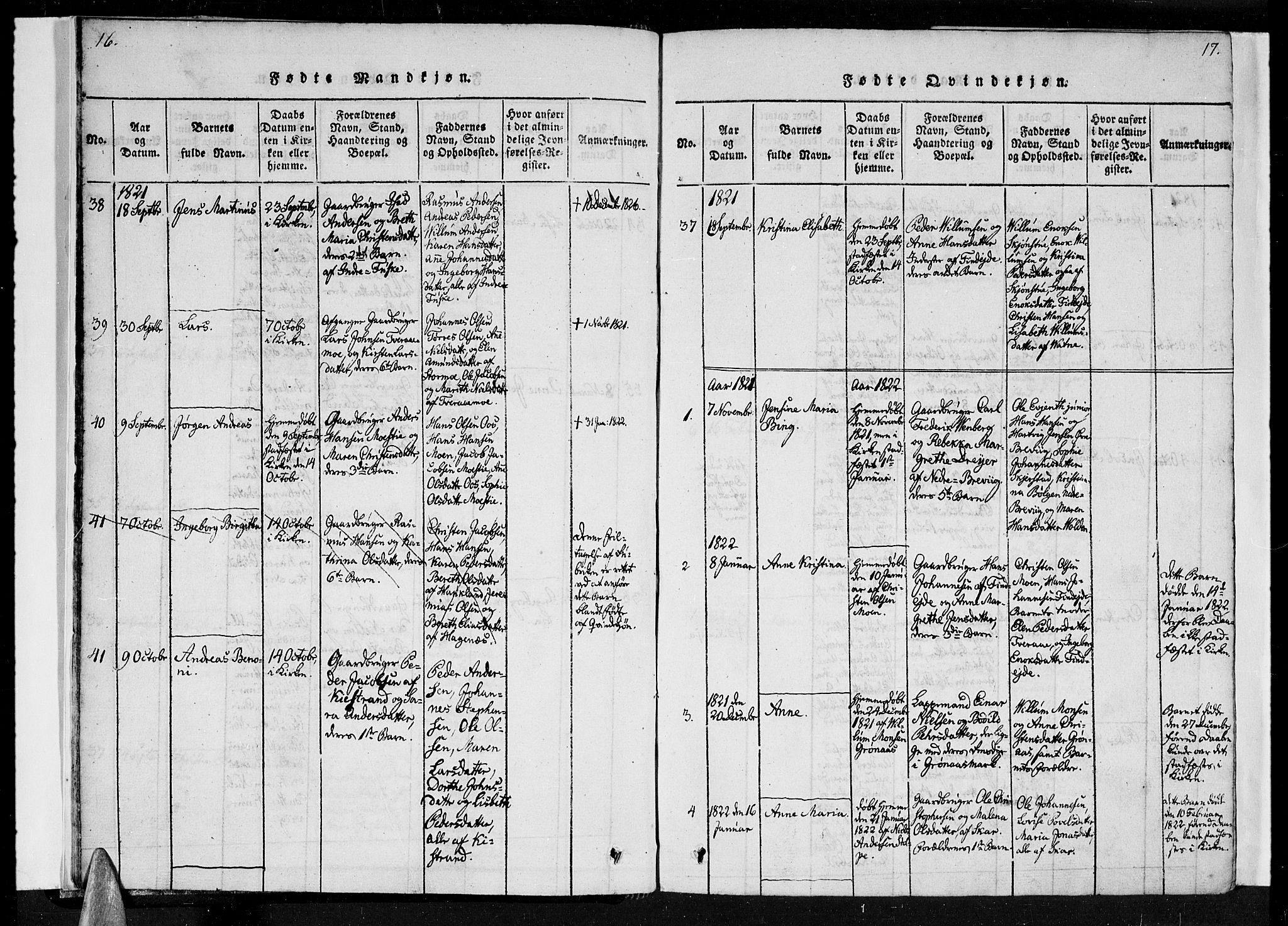 Ministerialprotokoller, klokkerbøker og fødselsregistre - Nordland, SAT/A-1459/852/L0736: Parish register (official) no. 852A06, 1820-1833, p. 16-17
