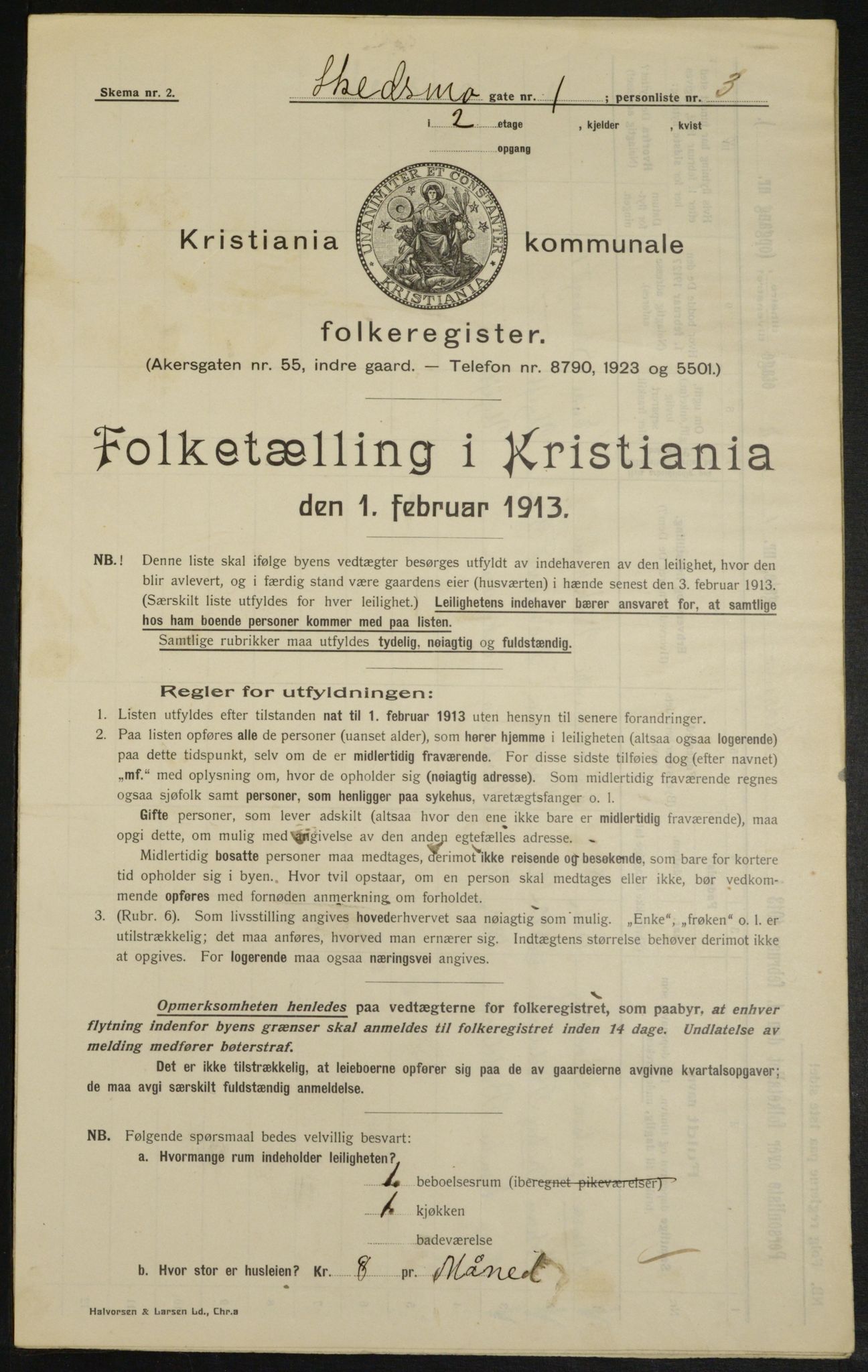 OBA, Municipal Census 1913 for Kristiania, 1913, p. 95282