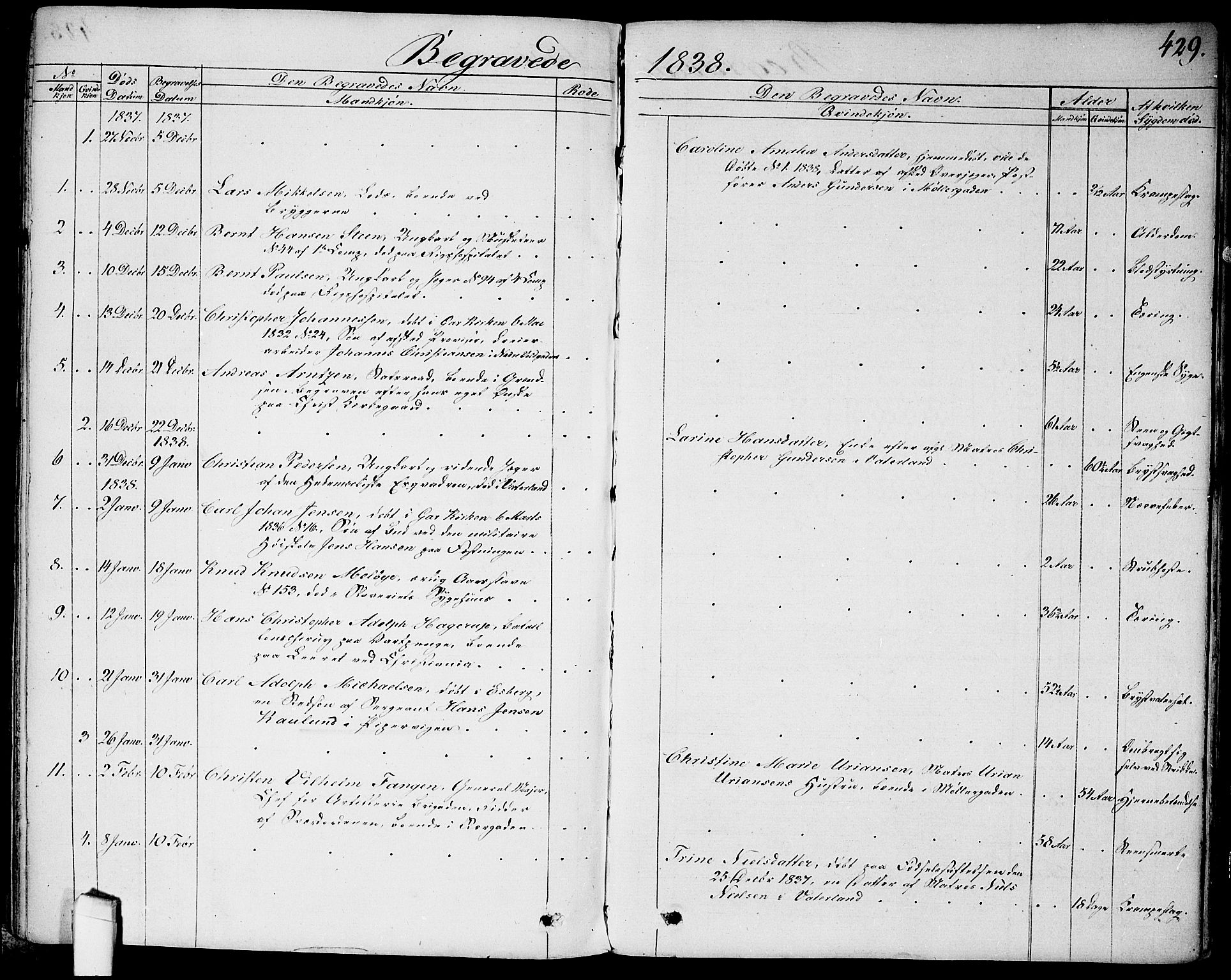Garnisonsmenigheten Kirkebøker, SAO/A-10846/G/Ga/L0004: Parish register (copy) no. 4, 1828-1840, p. 429