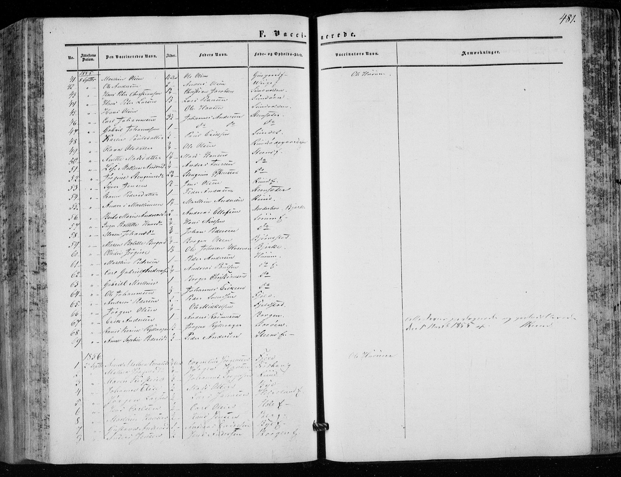 Hole kirkebøker, SAKO/A-228/F/Fa/L0006: Parish register (official) no. I 6, 1852-1872, p. 481