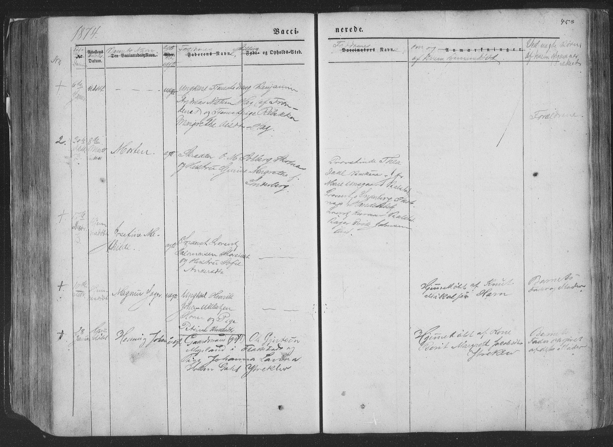 Ministerialprotokoller, klokkerbøker og fødselsregistre - Nordland, AV/SAT-A-1459/881/L1165: Parish register (copy) no. 881C02, 1854-1876, p. 458