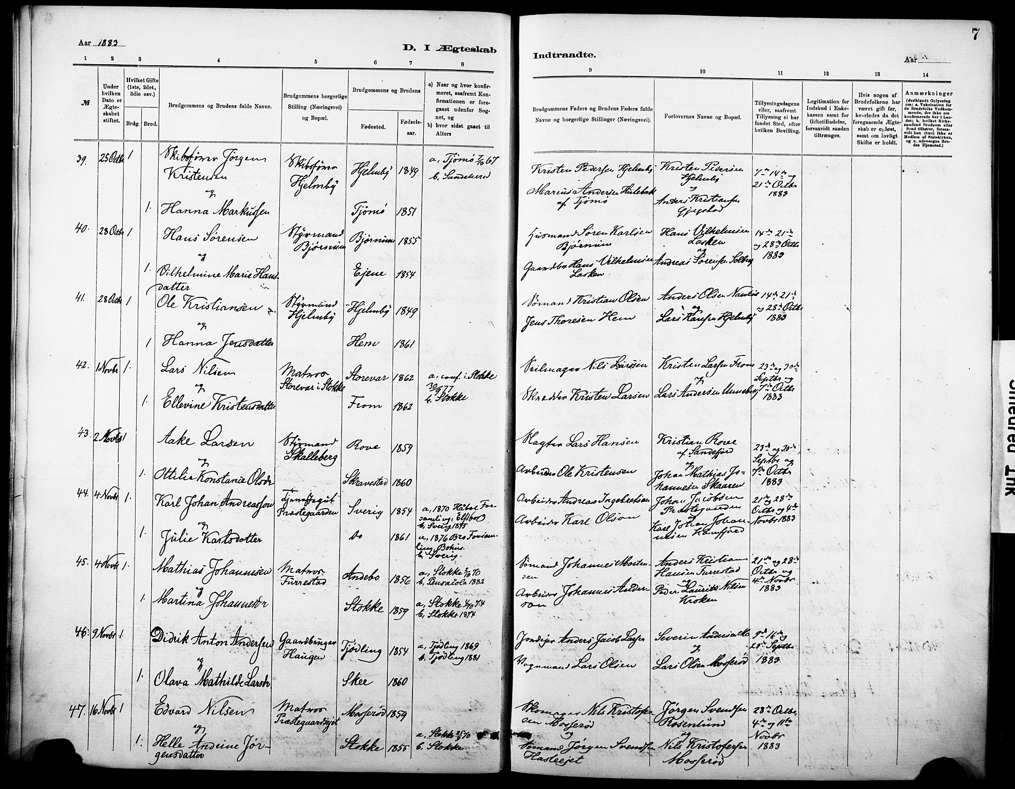 Sandar kirkebøker, AV/SAKO-A-243/F/Fa/L0013: Parish register (official) no. 13, 1883-1895, p. 7