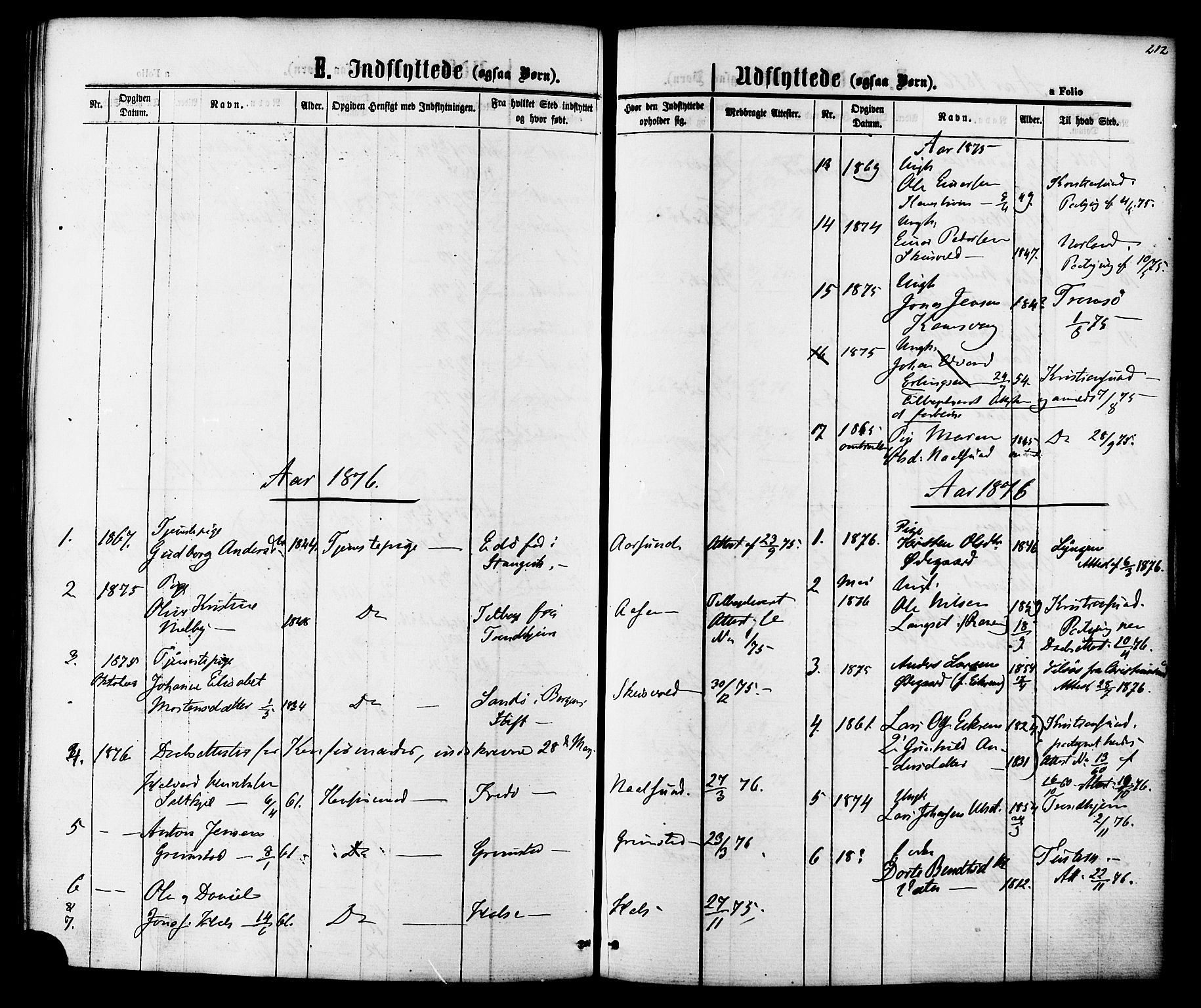 Ministerialprotokoller, klokkerbøker og fødselsregistre - Møre og Romsdal, AV/SAT-A-1454/587/L0999: Parish register (official) no. 587A01, 1864-1886, p. 212