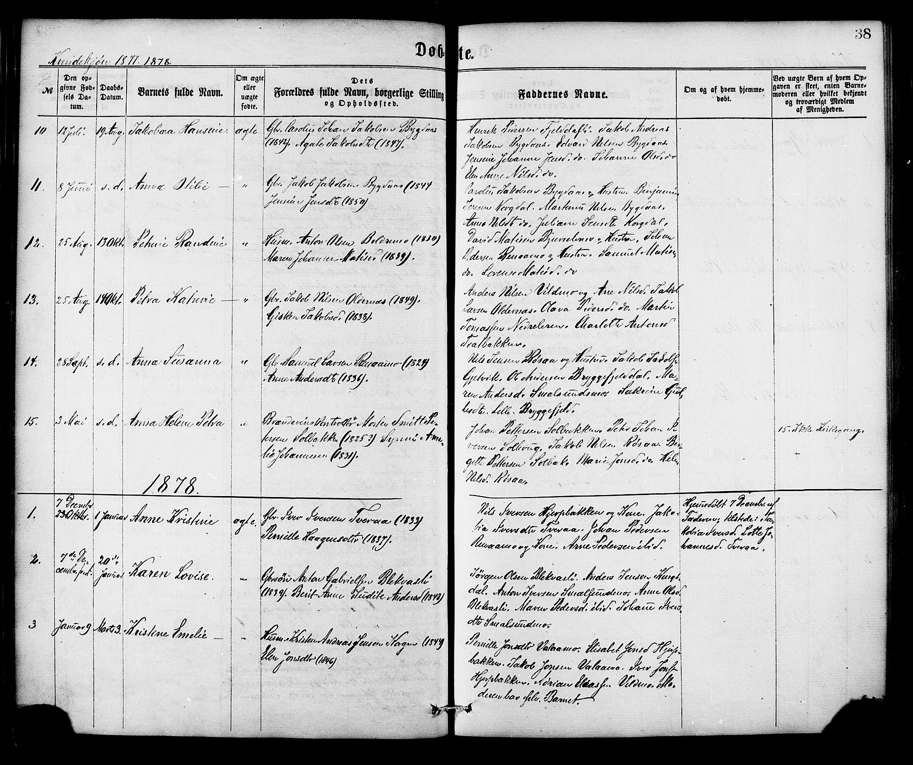 Ministerialprotokoller, klokkerbøker og fødselsregistre - Nordland, AV/SAT-A-1459/826/L0378: Parish register (official) no. 826A01, 1865-1878, p. 38