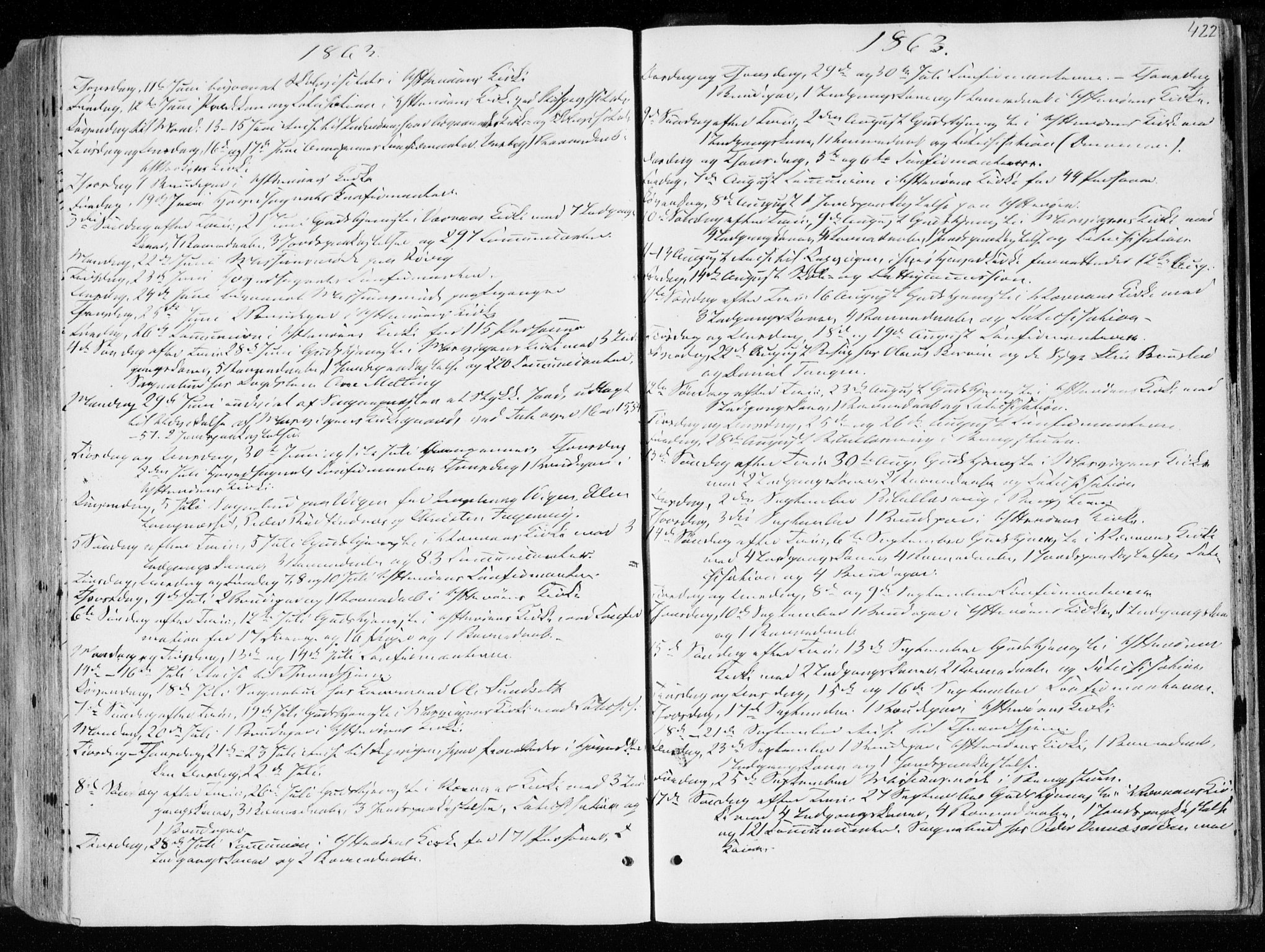 Ministerialprotokoller, klokkerbøker og fødselsregistre - Nord-Trøndelag, SAT/A-1458/722/L0218: Parish register (official) no. 722A05, 1843-1868, p. 422