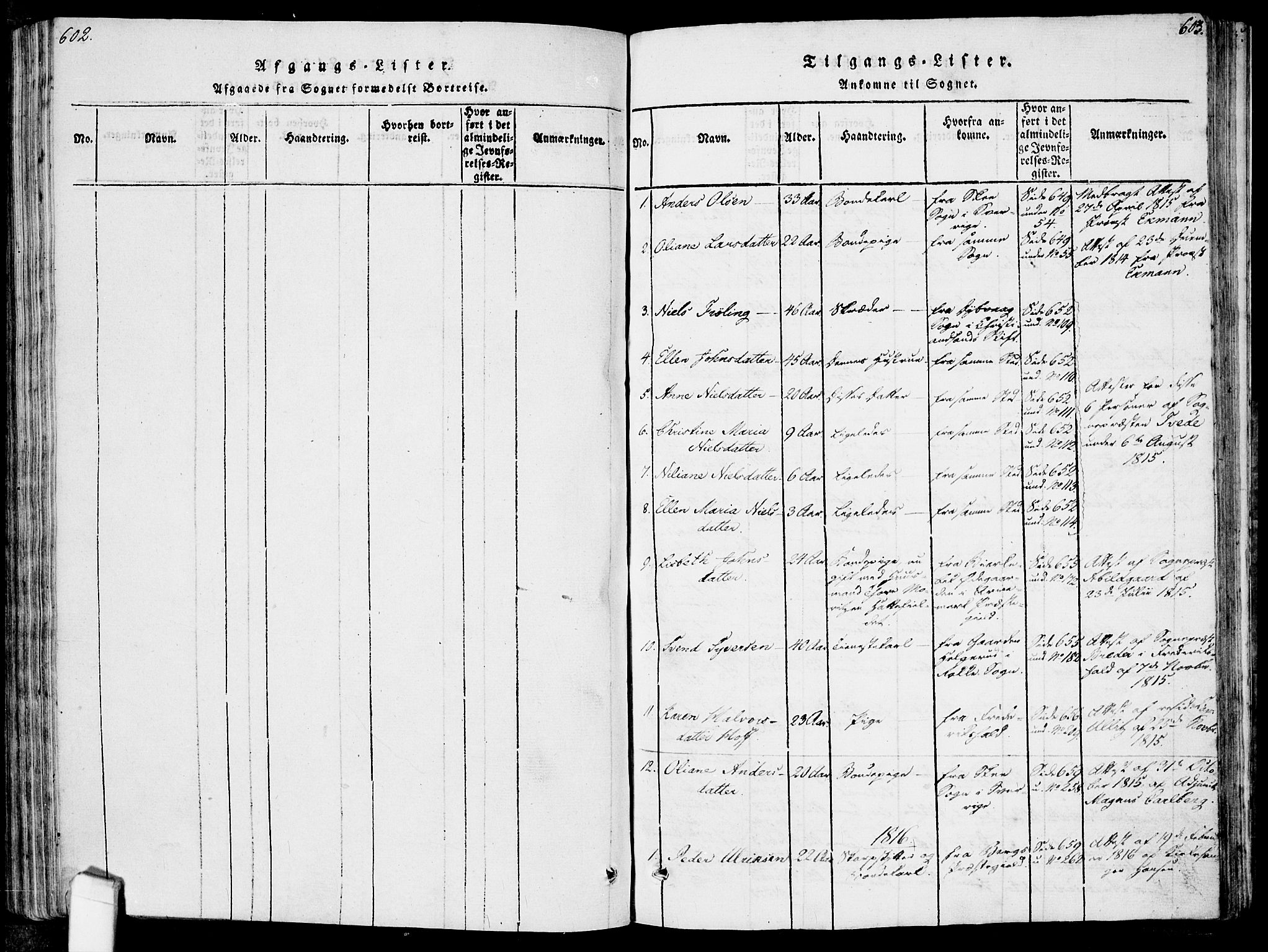 Idd prestekontor Kirkebøker, AV/SAO-A-10911/F/Fc/L0002: Parish register (official) no. III 2, 1815-1831, p. 602-603