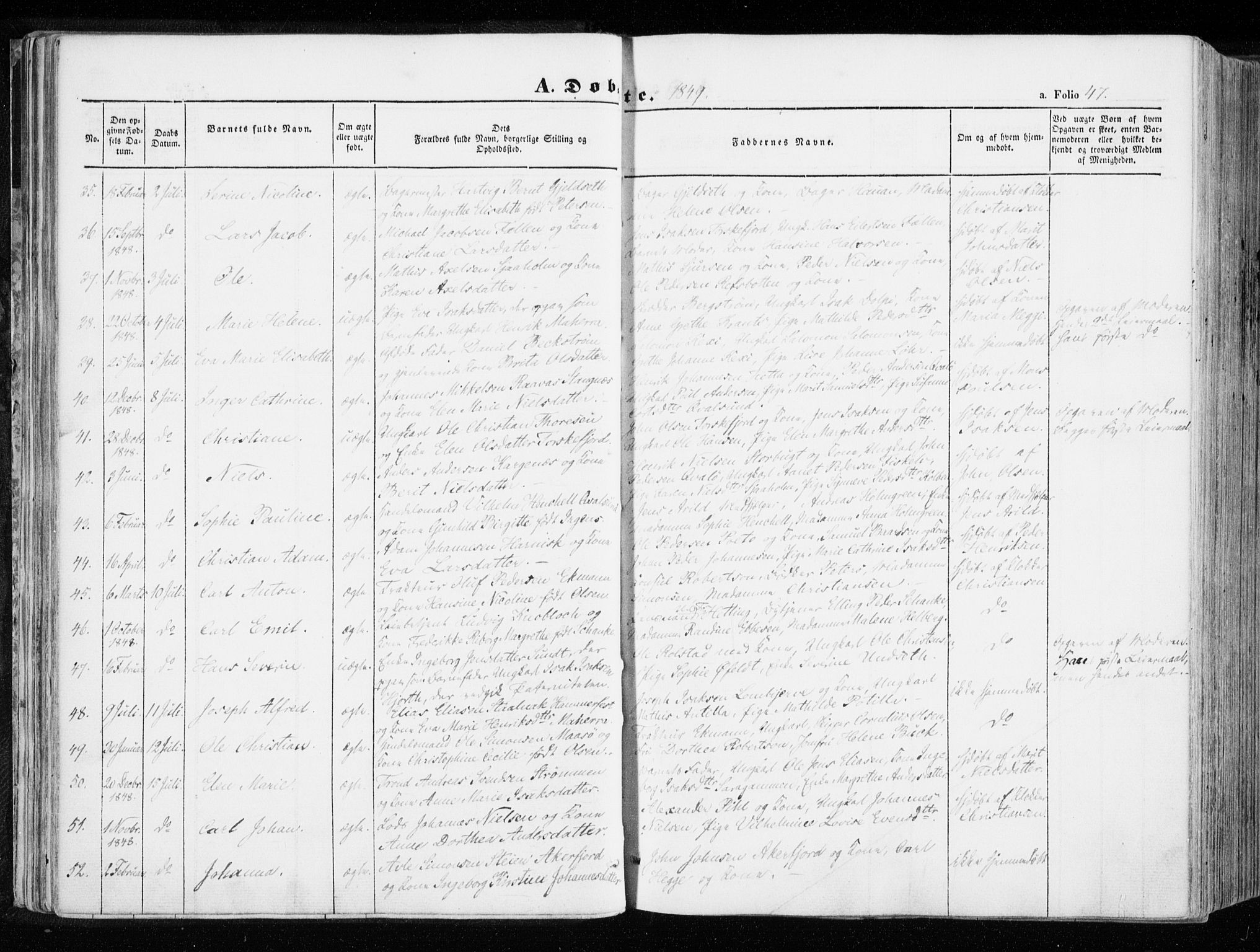 Hammerfest sokneprestkontor, SATØ/S-1347/H/Ha/L0004.kirke: Parish register (official) no. 4, 1843-1856, p. 47