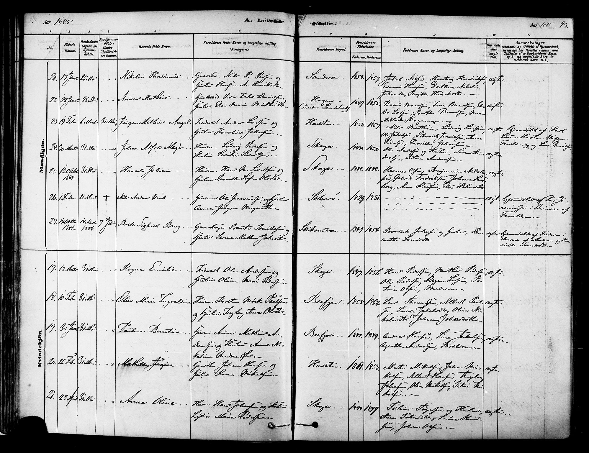 Ministerialprotokoller, klokkerbøker og fødselsregistre - Nordland, AV/SAT-A-1459/834/L0507: Parish register (official) no. 834A05, 1878-1892, p. 93