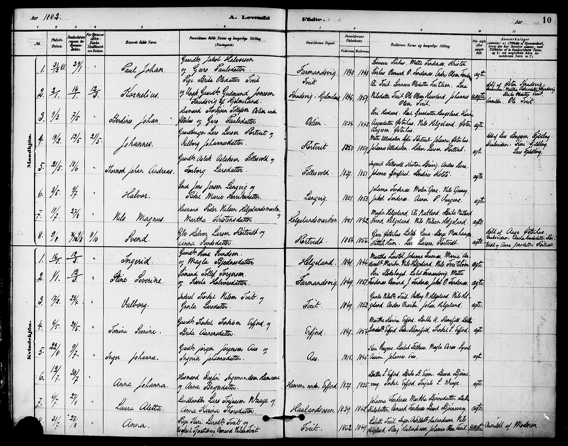 Jelsa sokneprestkontor, AV/SAST-A-101842/01/IV: Parish register (official) no. A 9, 1878-1898, p. 10