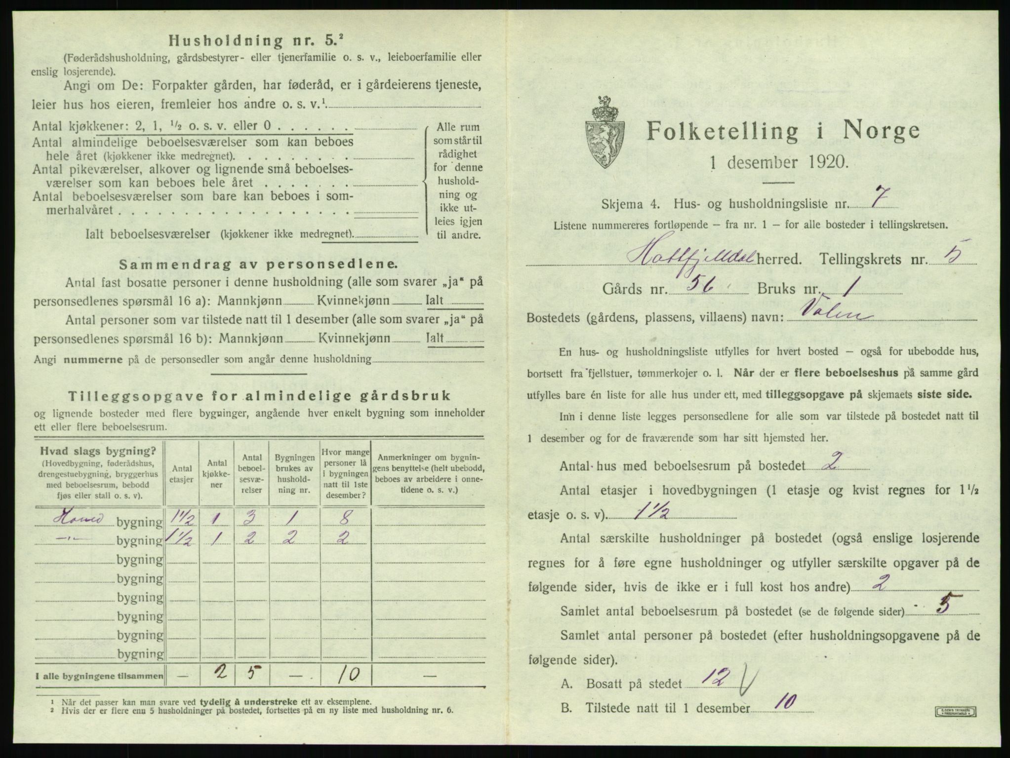 SAT, 1920 census for Hattfjelldal, 1920, p. 158