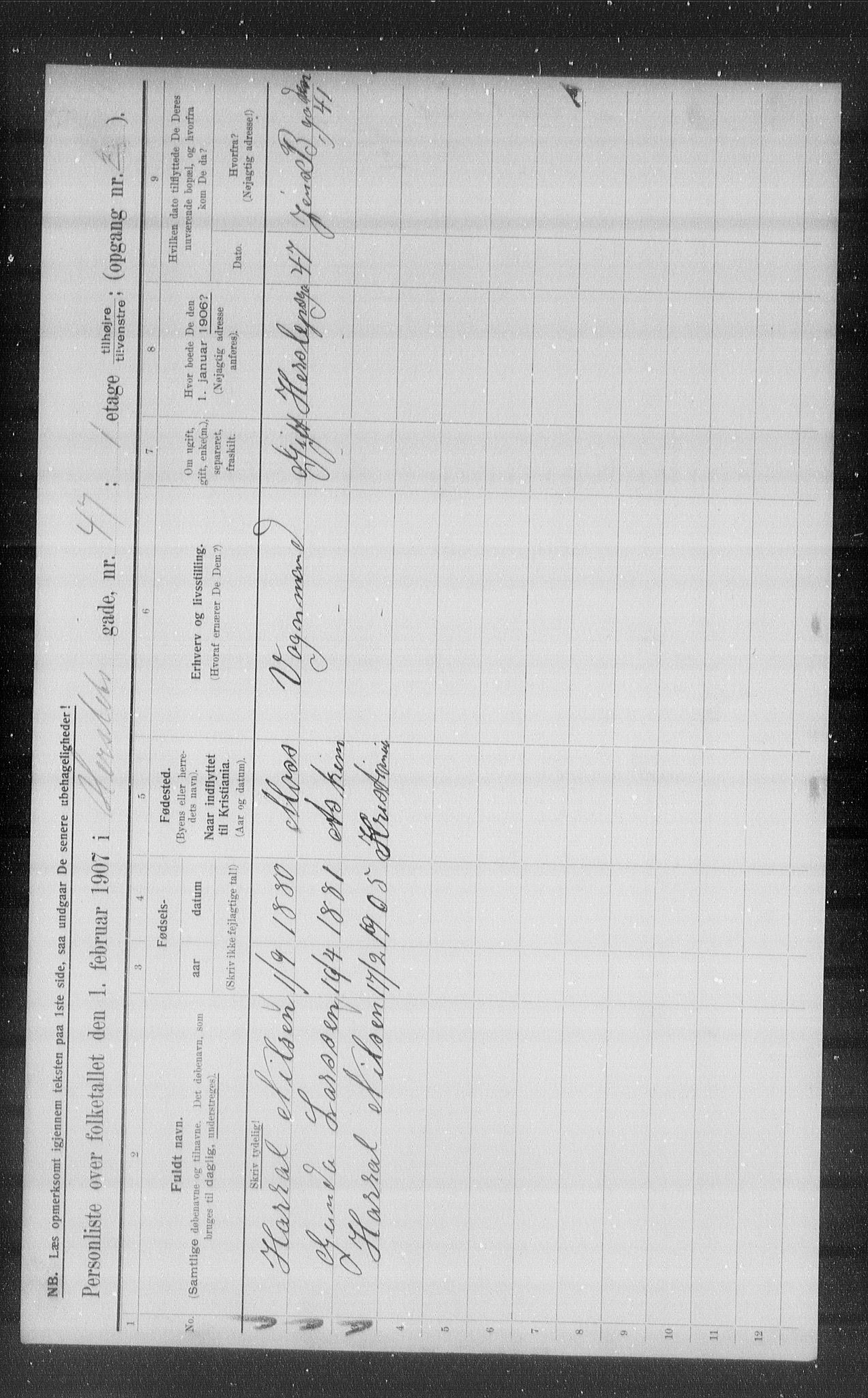 OBA, Municipal Census 1907 for Kristiania, 1907, p. 20478