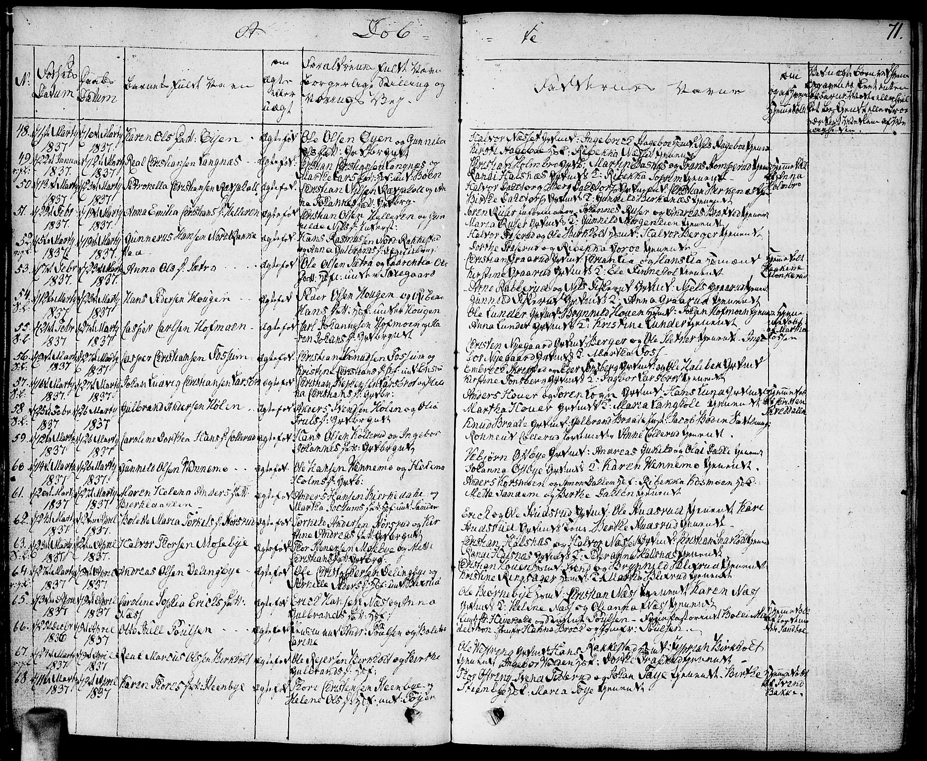 Høland prestekontor Kirkebøker, SAO/A-10346a/F/Fa/L0008: Parish register (official) no. I 8, 1827-1845, p. 71