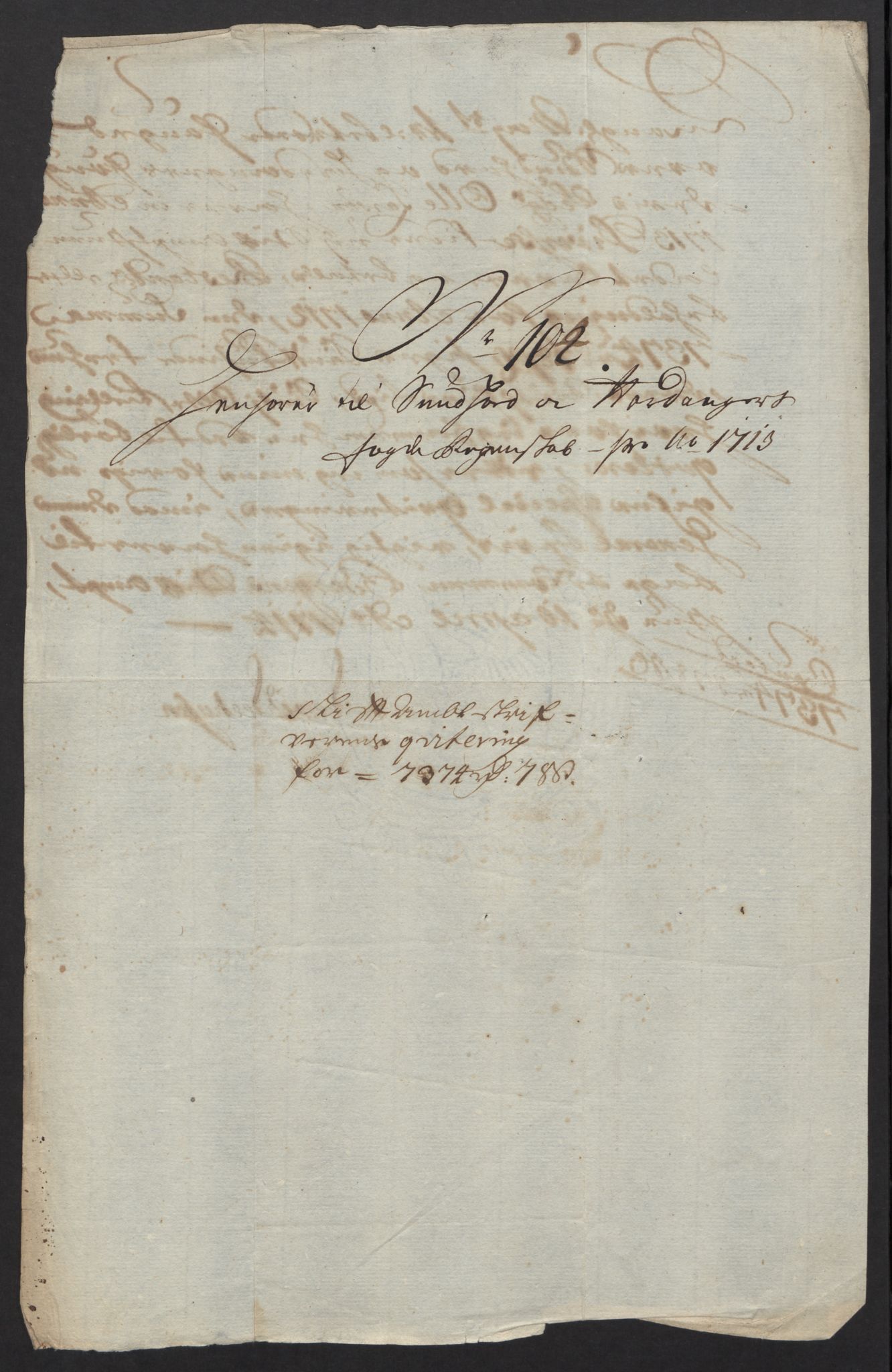 Rentekammeret inntil 1814, Reviderte regnskaper, Fogderegnskap, AV/RA-EA-4092/R48/L2989: Fogderegnskap Sunnhordland og Hardanger, 1713, p. 476