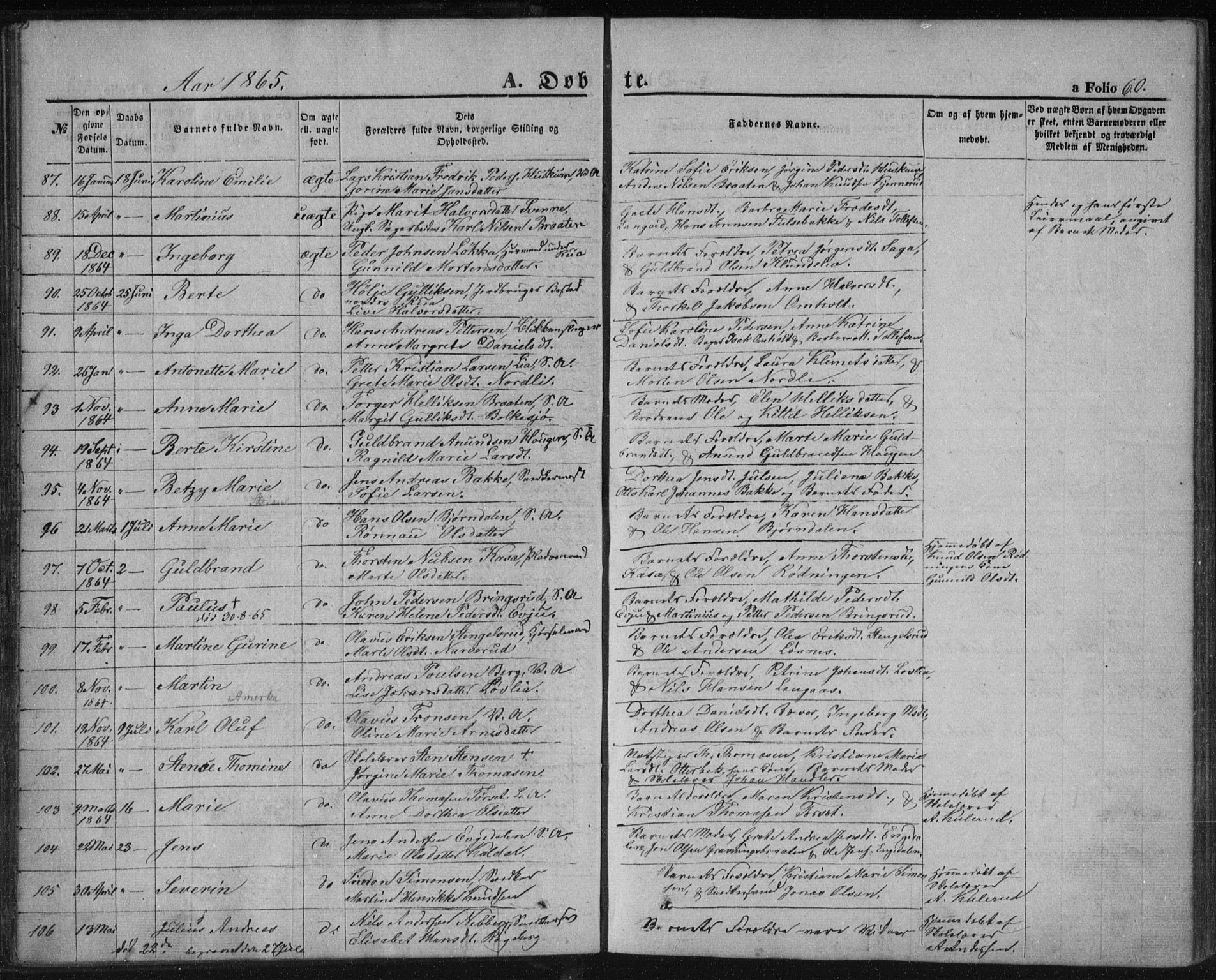Kongsberg kirkebøker, SAKO/A-22/F/Fa/L0010: Parish register (official) no. I 10, 1859-1875, p. 60