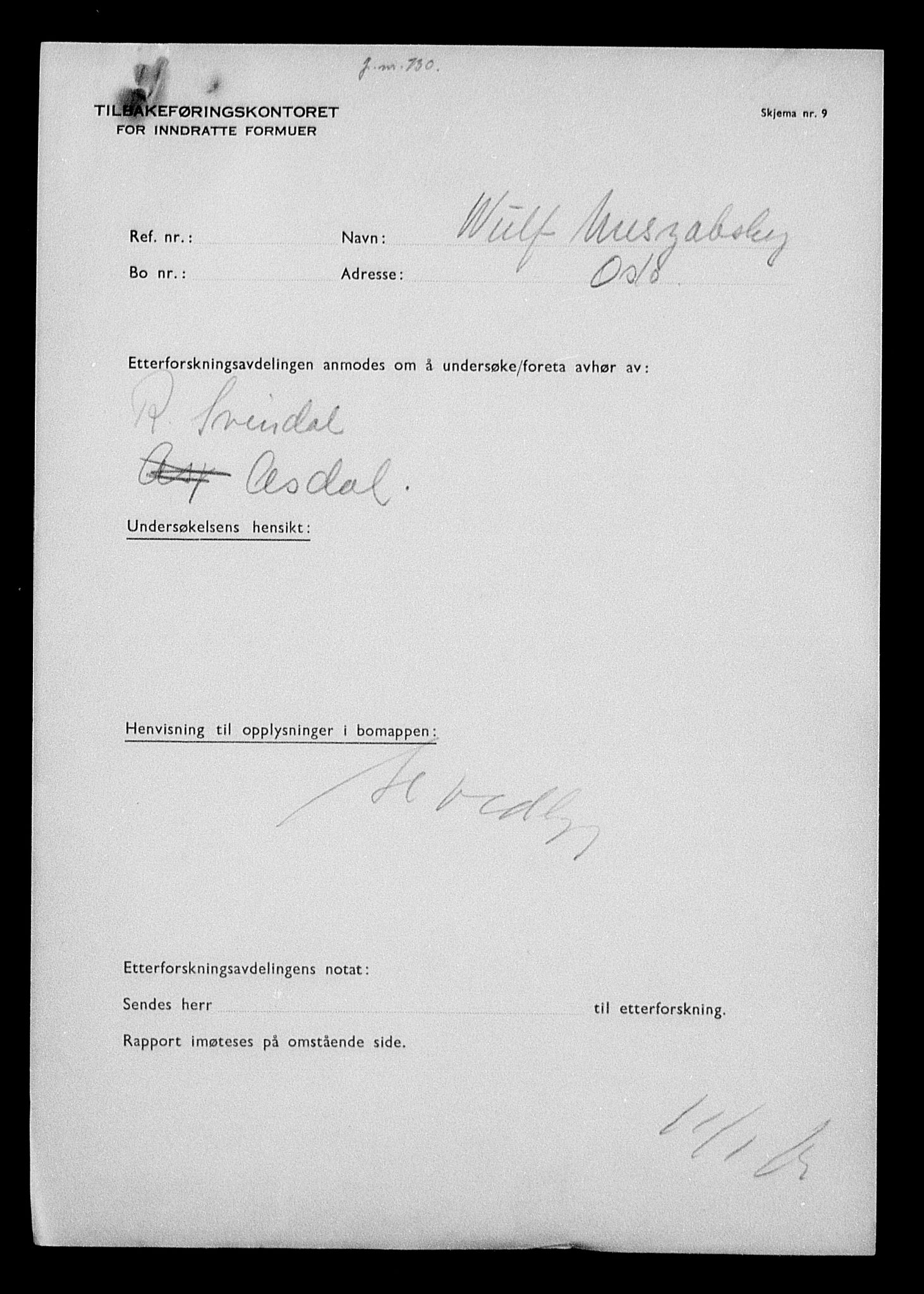 Justisdepartementet, Tilbakeføringskontoret for inndratte formuer, AV/RA-S-1564/H/Hc/Hcc/L0964: --, 1945-1947, p. 628