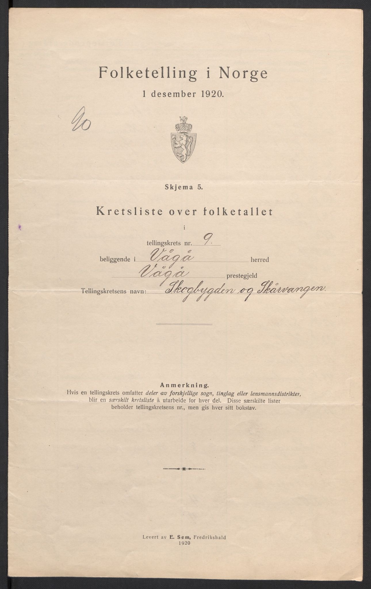 SAH, 1920 census for Vågå, 1920, p. 35