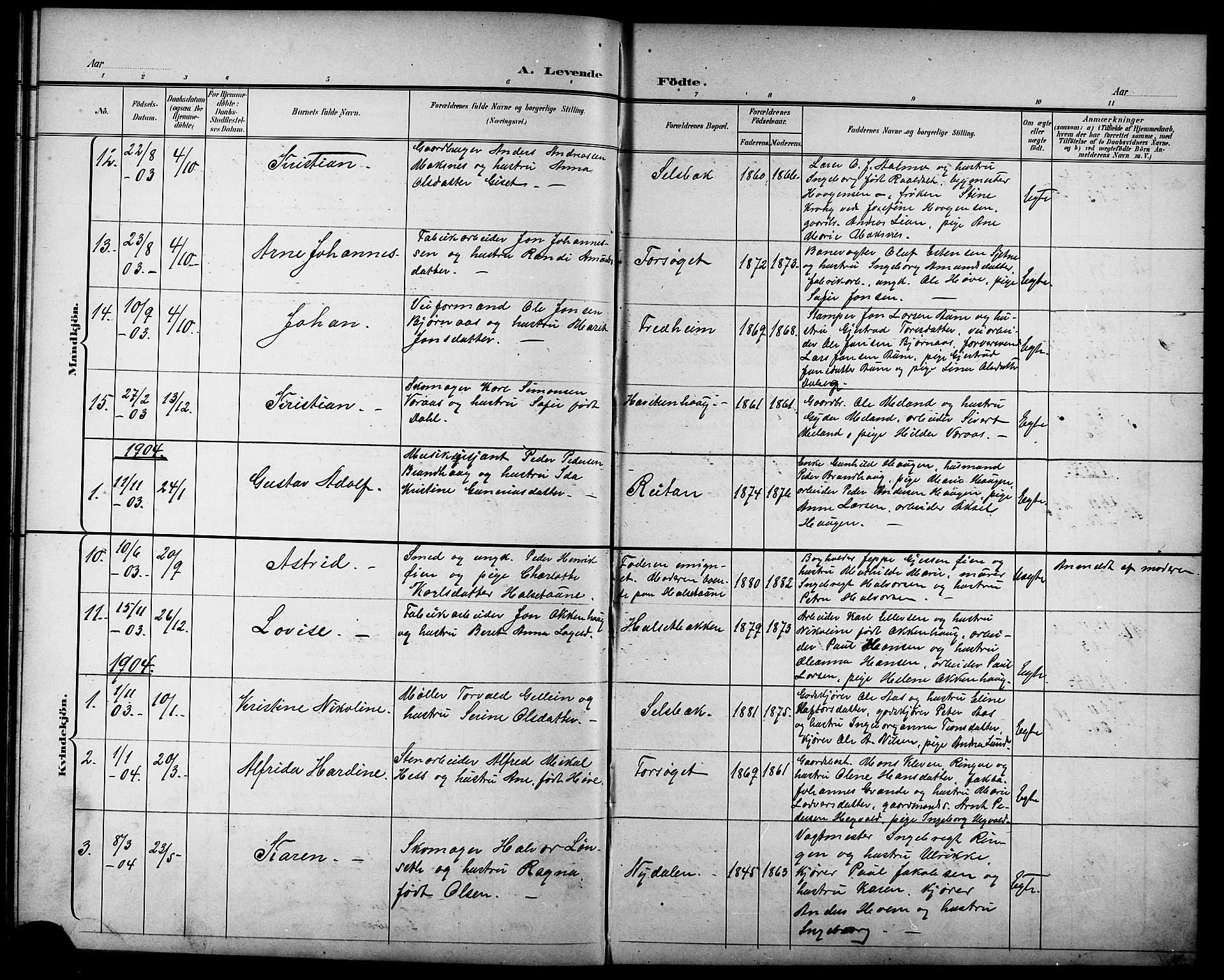 Ministerialprotokoller, klokkerbøker og fødselsregistre - Sør-Trøndelag, AV/SAT-A-1456/611/L0355: Parish register (copy) no. 611C03, 1897-1914