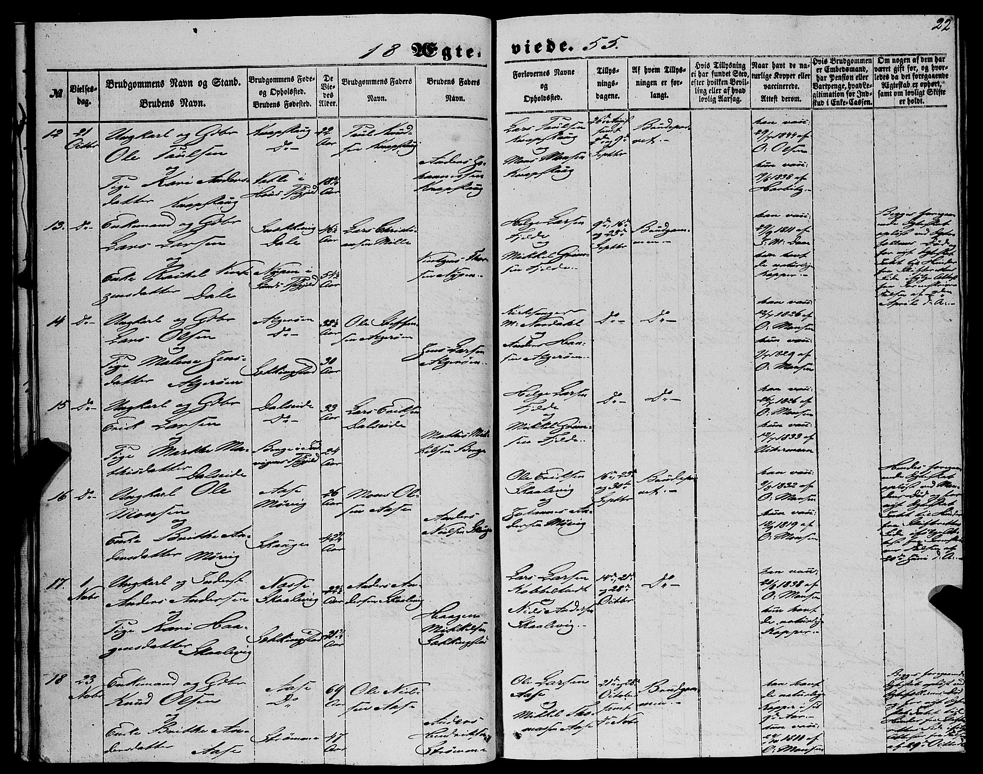 Fjell sokneprestembete, SAB/A-75301/H/Haa: Parish register (official) no. A 6, 1849-1877, p. 22