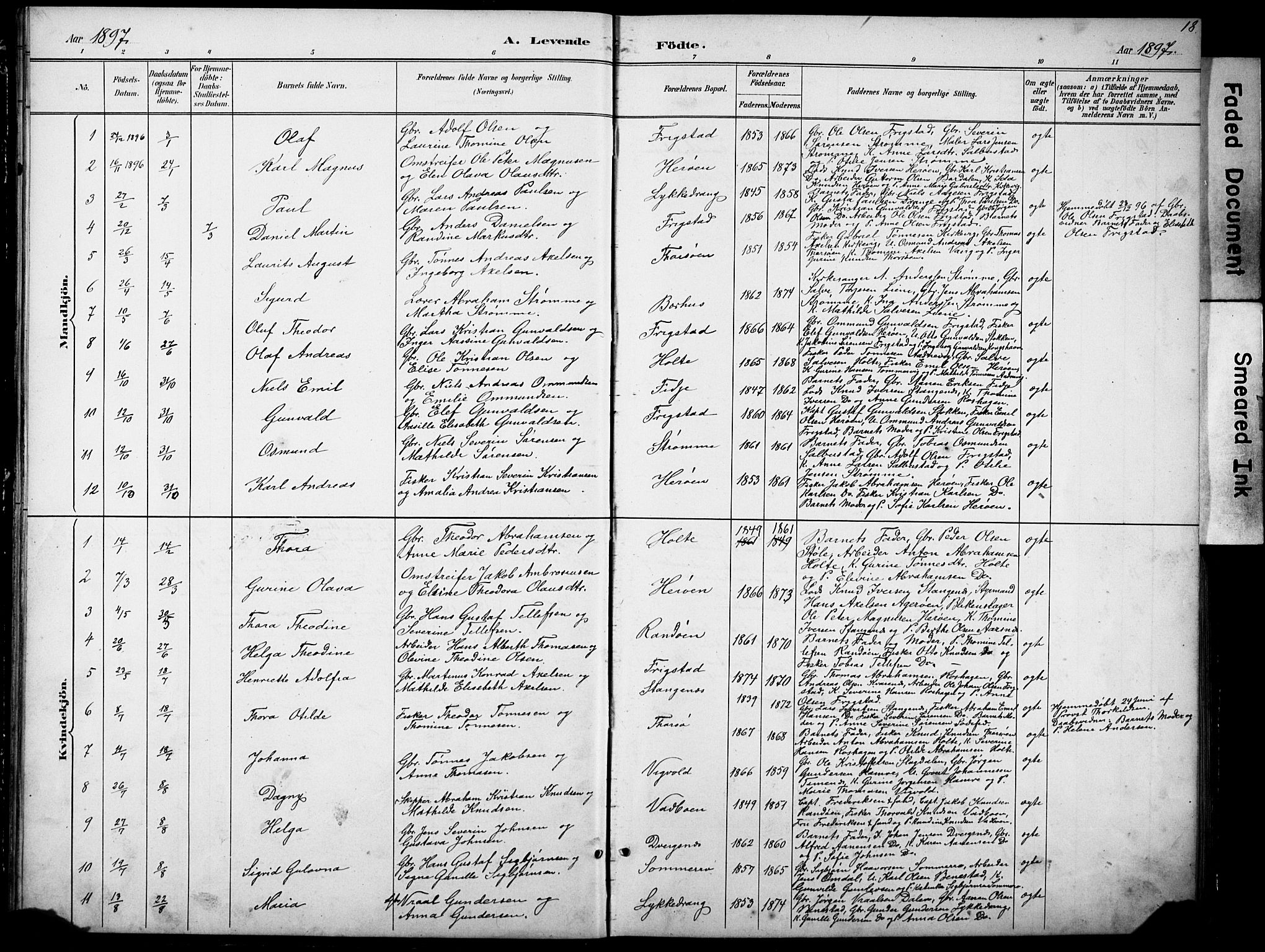 Oddernes sokneprestkontor, SAK/1111-0033/F/Fb/Fbb/L0002: Parish register (copy) no. B 2, 1889-1933, p. 18