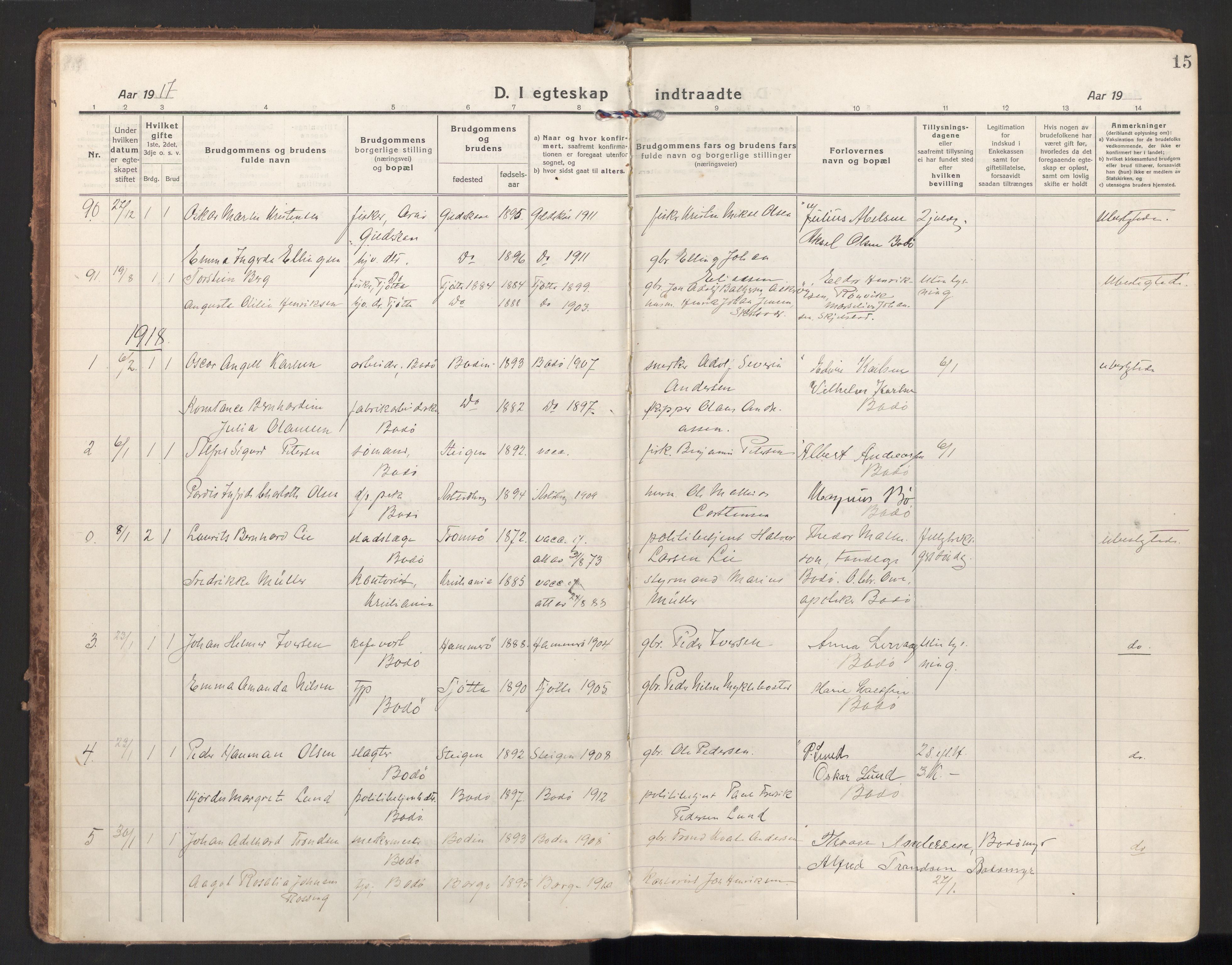 Ministerialprotokoller, klokkerbøker og fødselsregistre - Nordland, AV/SAT-A-1459/801/L0018: Parish register (official) no. 801A18, 1916-1930, p. 15