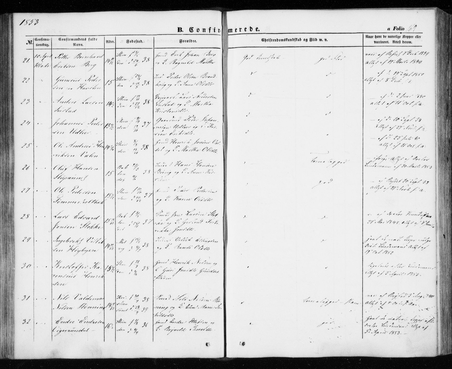 Ministerialprotokoller, klokkerbøker og fødselsregistre - Sør-Trøndelag, SAT/A-1456/606/L0291: Parish register (official) no. 606A06, 1848-1856, p. 169