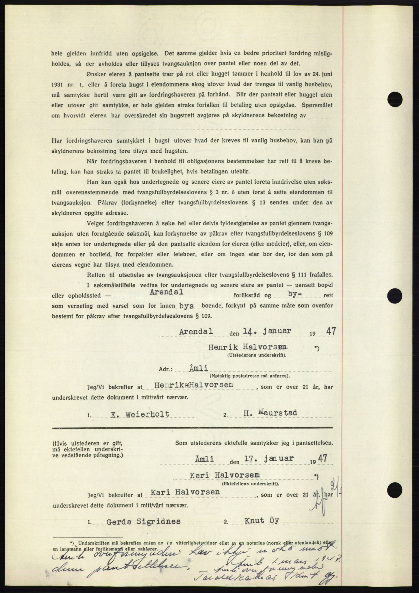 Nedenes sorenskriveri, AV/SAK-1221-0006/G/Gb/Gbb/L0004: Mortgage book no. B4, 1947-1947, Diary no: : 81/1947