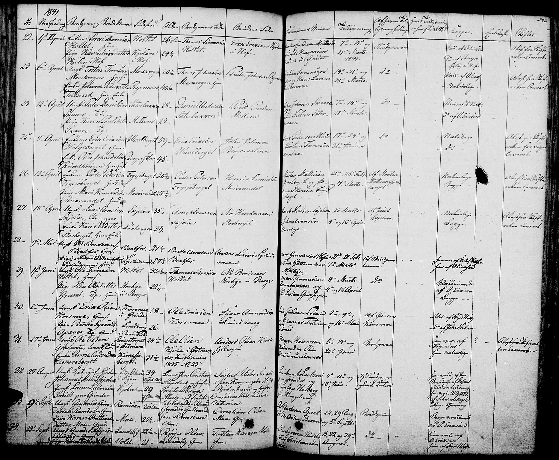 Grue prestekontor, AV/SAH-PREST-036/H/Ha/Haa/L0007: Parish register (official) no. 7, 1830-1847, p. 223