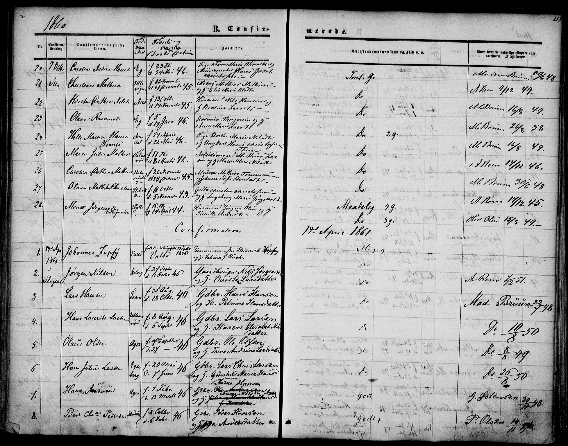 Sem kirkebøker, SAKO/A-5/F/Fa/L0007: Parish register (official) no. I 7, 1856-1865, p. 259