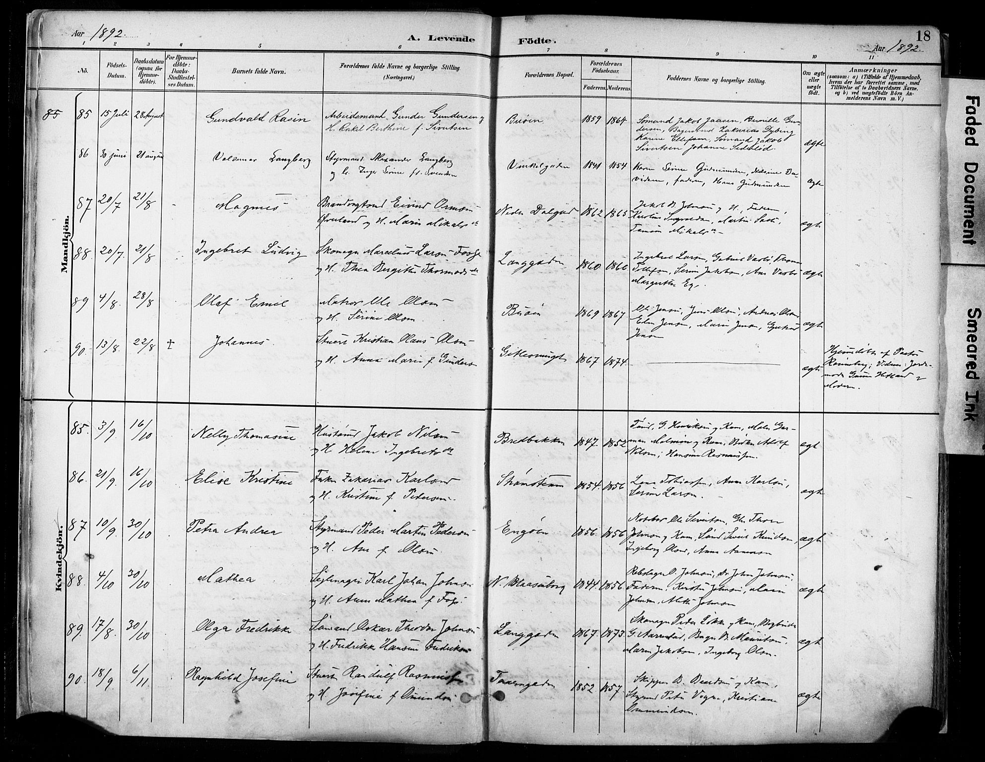 St. Johannes sokneprestkontor, AV/SAST-A-101814/001/30/30BA/L0004: Parish register (official) no. A 4, 1891-1899, p. 18