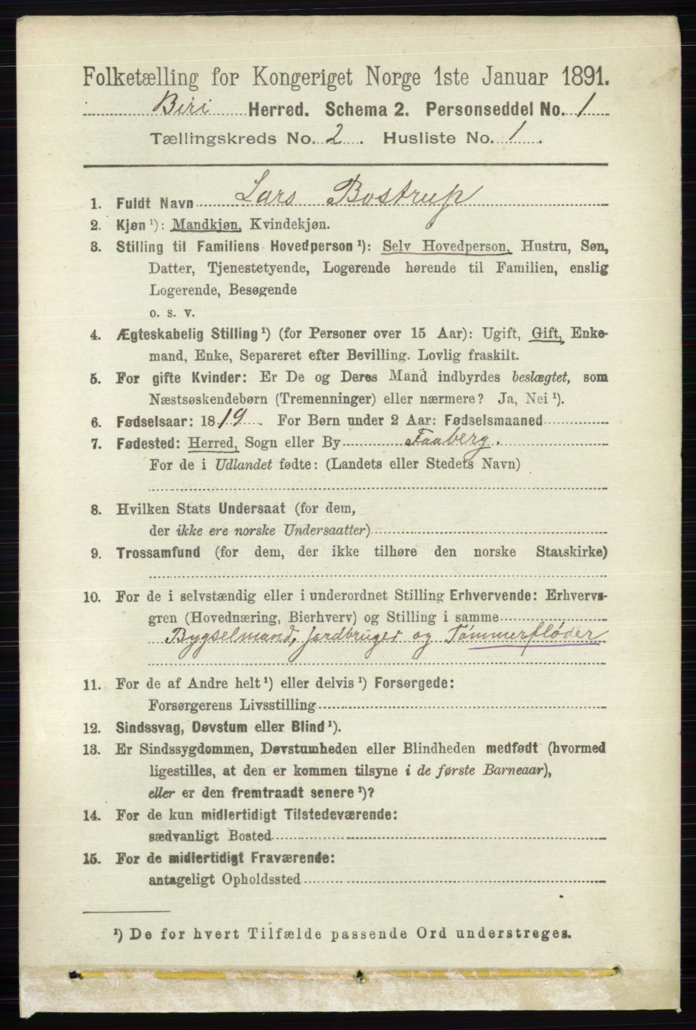 RA, 1891 census for 0525 Biri, 1891, p. 524