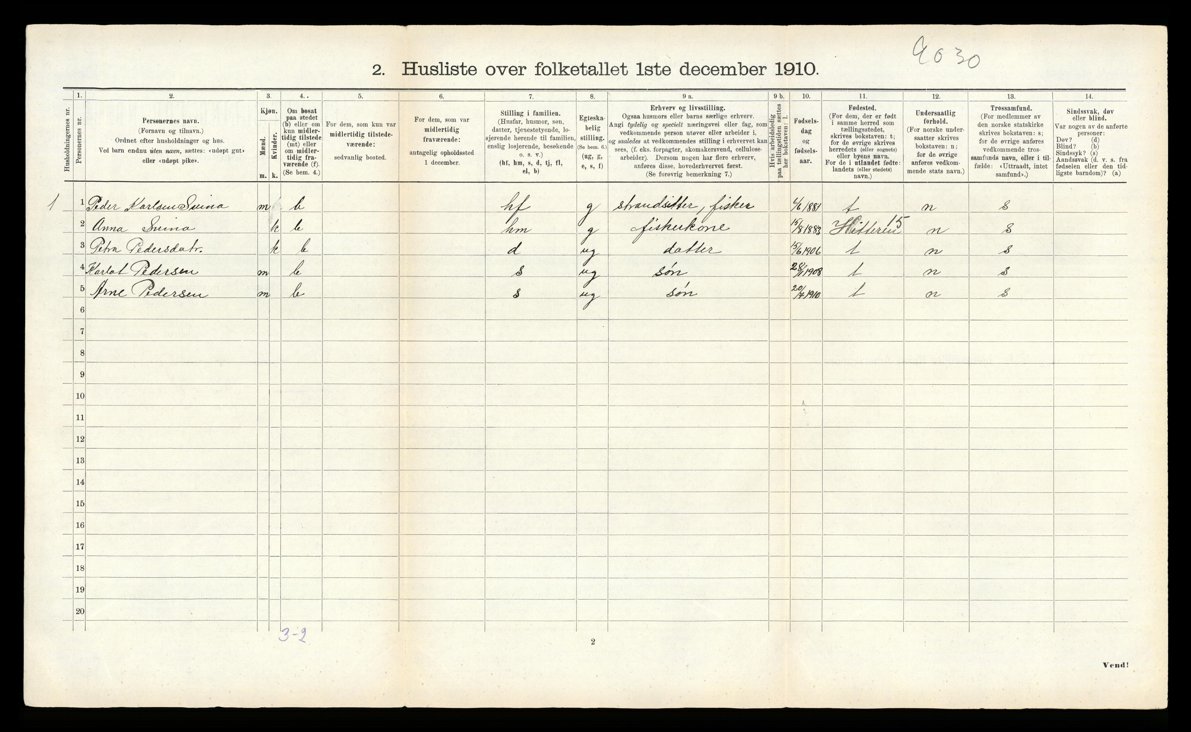 RA, 1910 census for Nærøy, 1910, p. 98