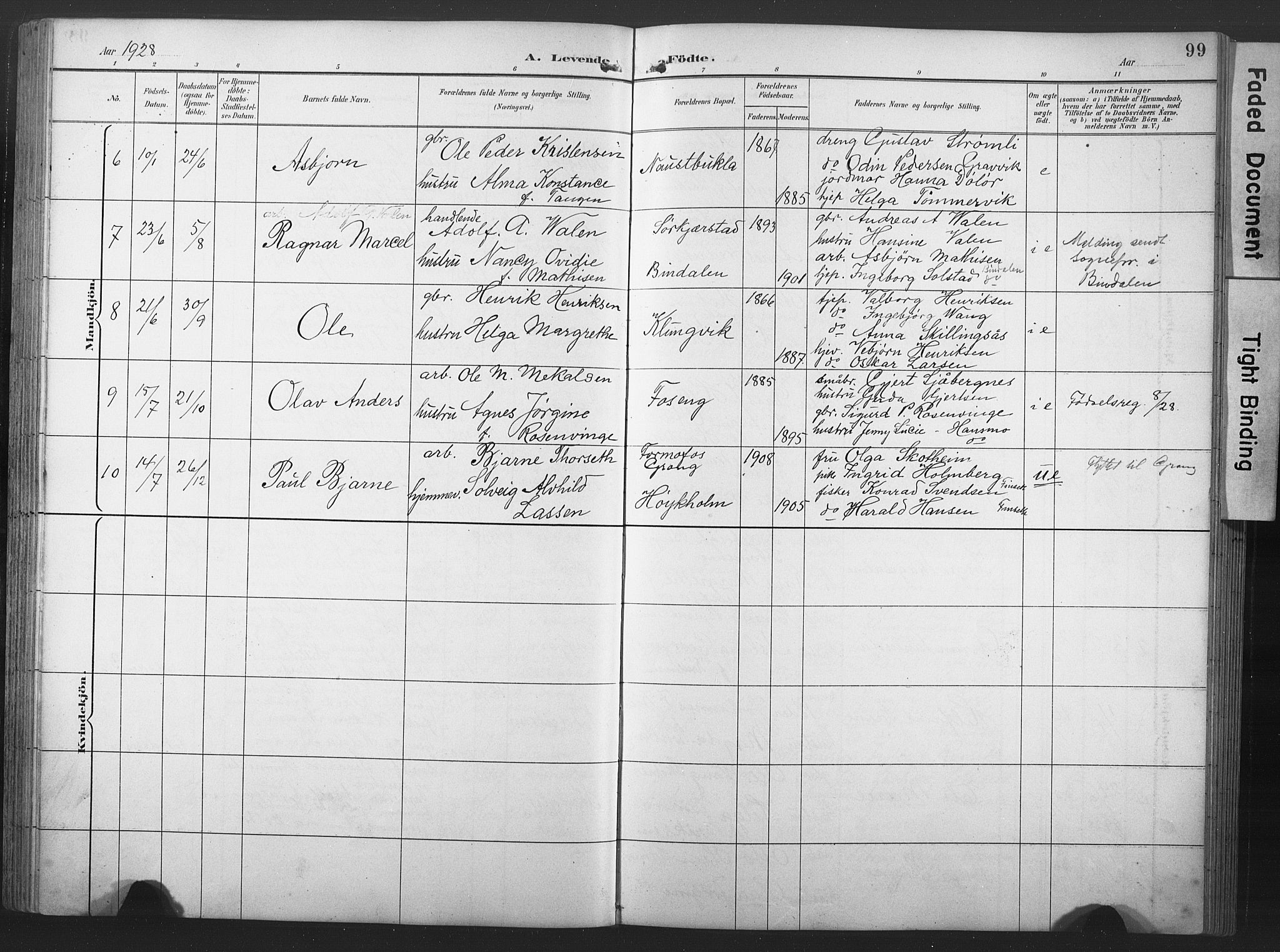 Ministerialprotokoller, klokkerbøker og fødselsregistre - Nord-Trøndelag, SAT/A-1458/789/L0706: Parish register (copy) no. 789C01, 1888-1931, p. 99