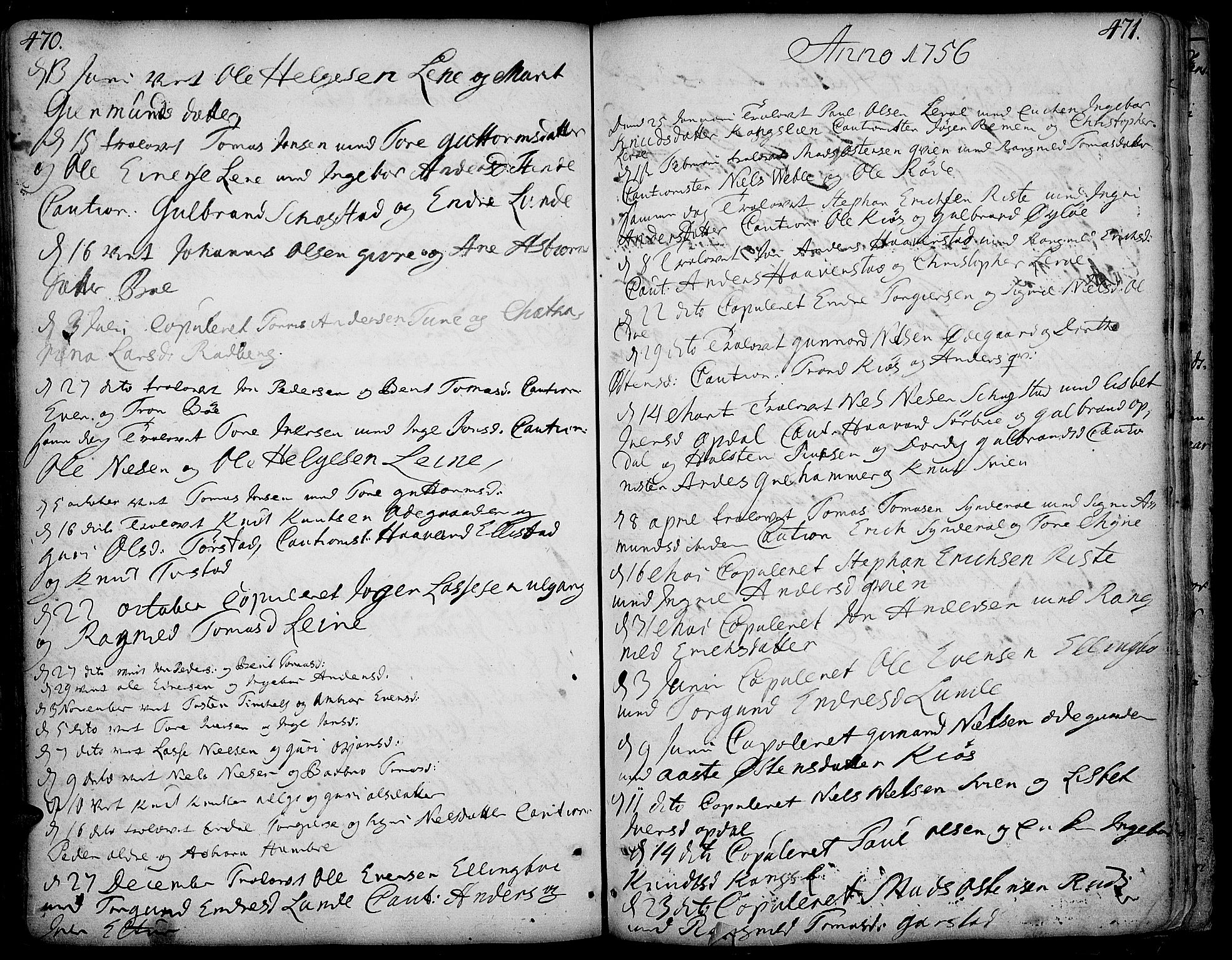 Vang prestekontor, Valdres, SAH/PREST-140/H/Ha/L0001: Parish register (official) no. 1, 1730-1796, p. 470-471
