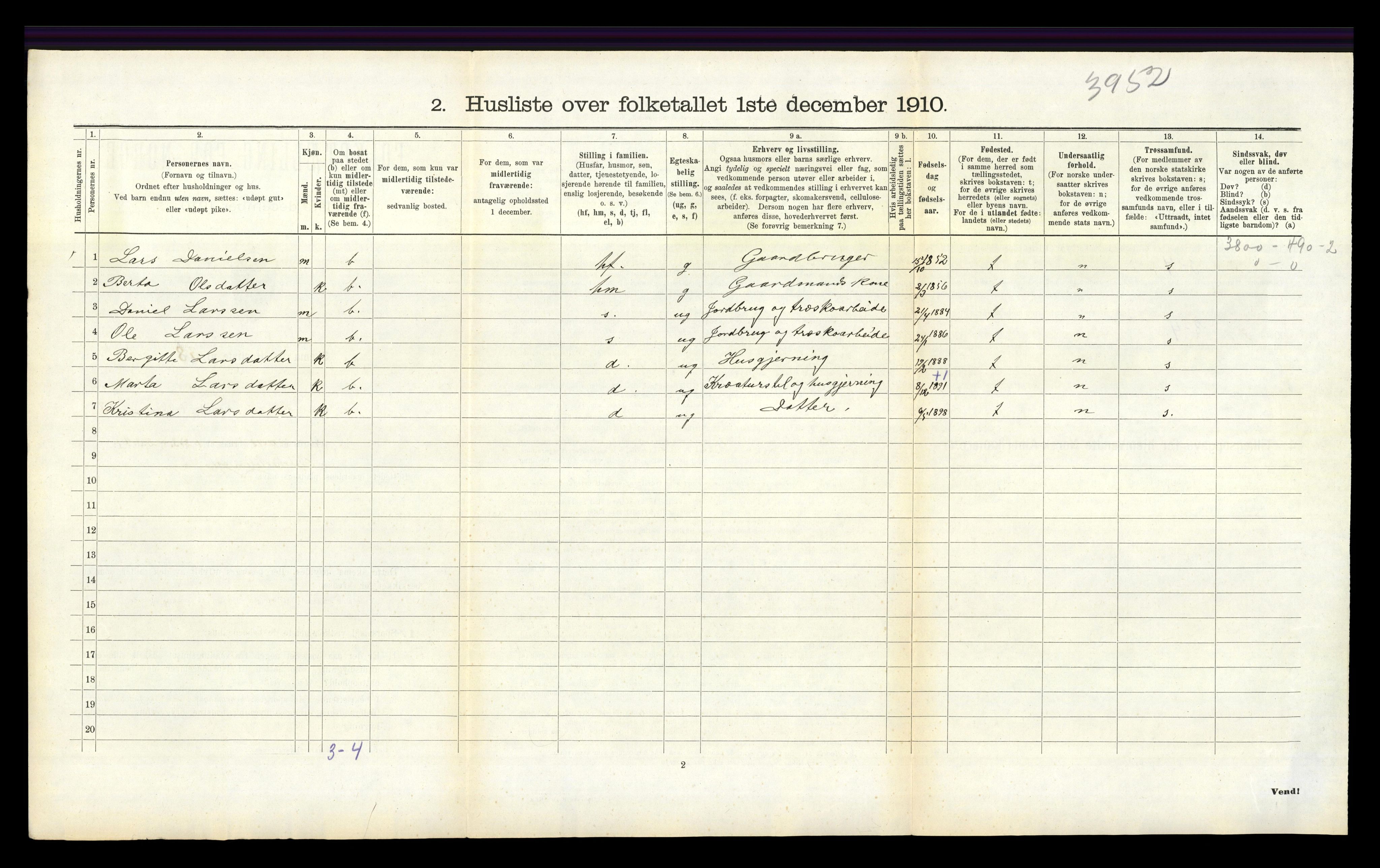 RA, 1910 census for Årdal, 1910, p. 280