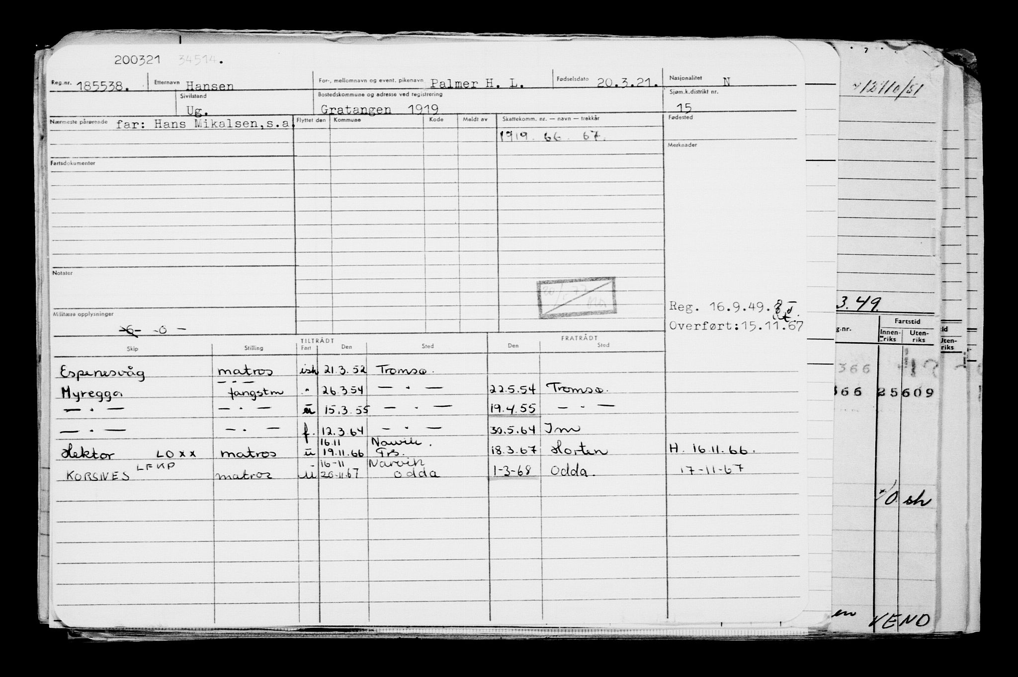 Direktoratet for sjømenn, AV/RA-S-3545/G/Gb/L0191: Hovedkort, 1921, p. 527