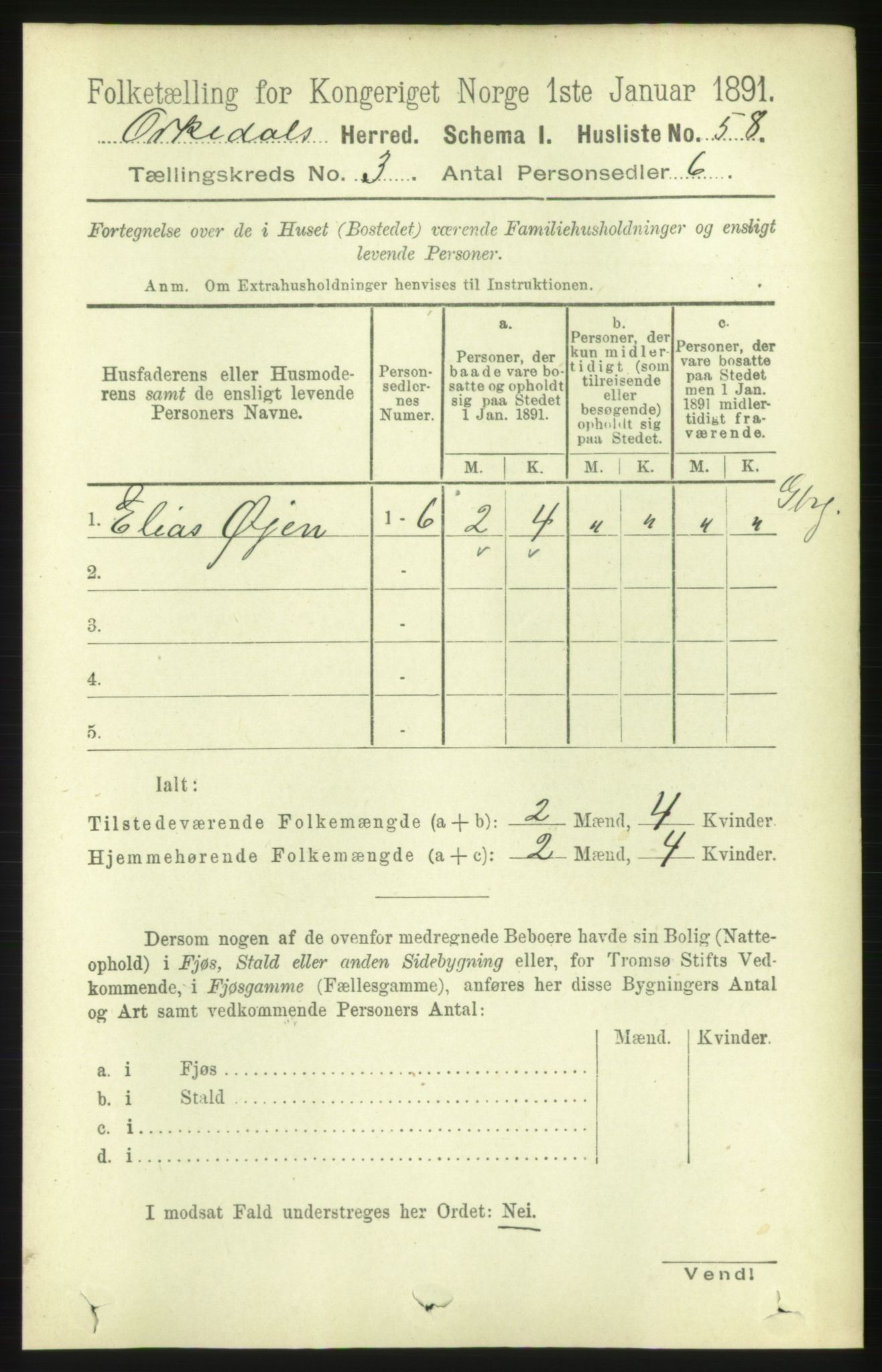 RA, 1891 census for 1638 Orkdal, 1891, p. 1475