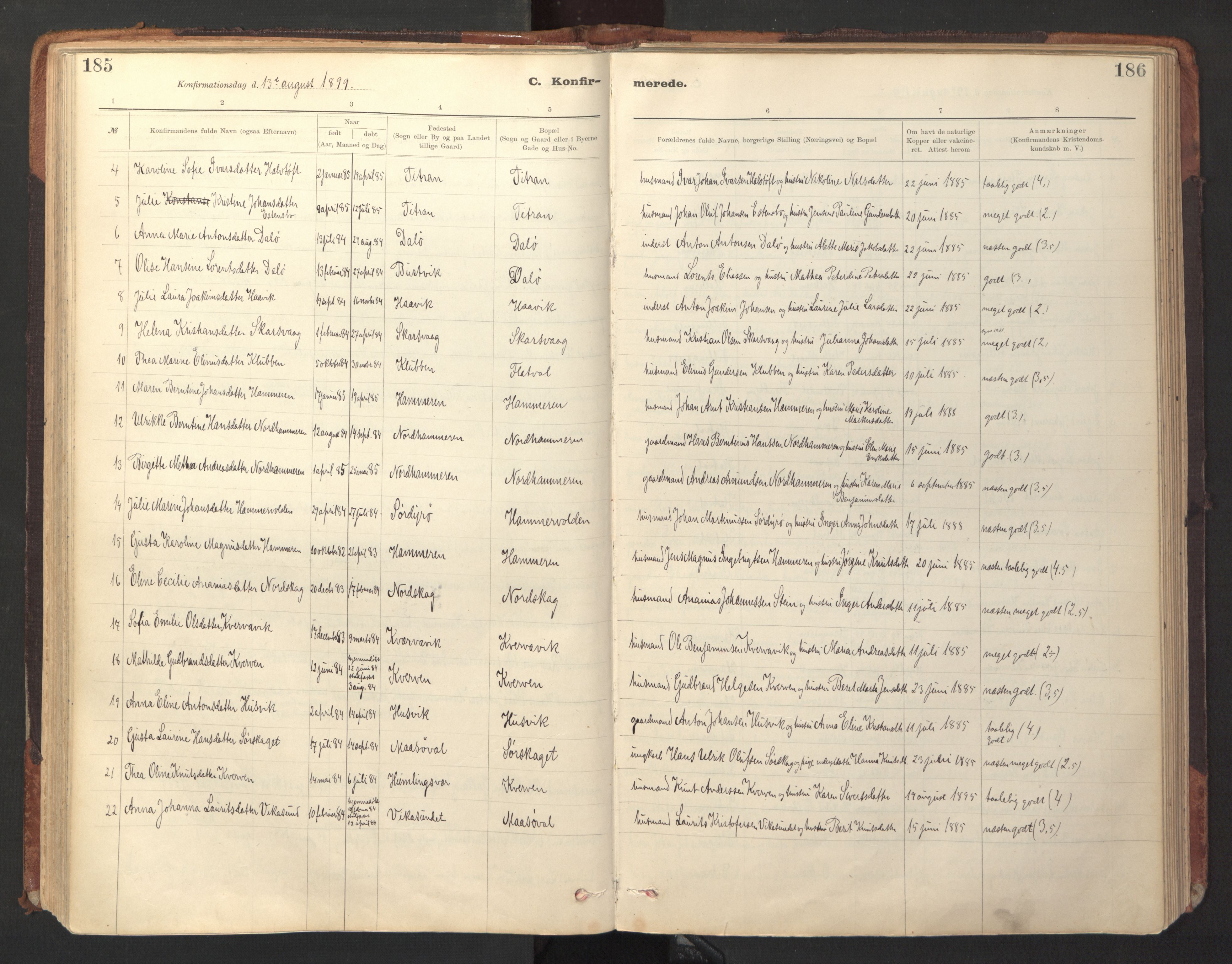 Ministerialprotokoller, klokkerbøker og fødselsregistre - Sør-Trøndelag, SAT/A-1456/641/L0596: Parish register (official) no. 641A02, 1898-1915, p. 185-186