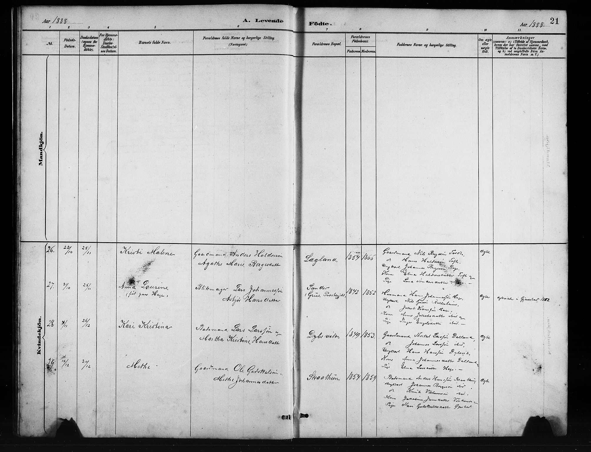 Fusa sokneprestembete, SAB/A-75401/H/Hab: Parish register (copy) no. C 2, 1886-1926, p. 21