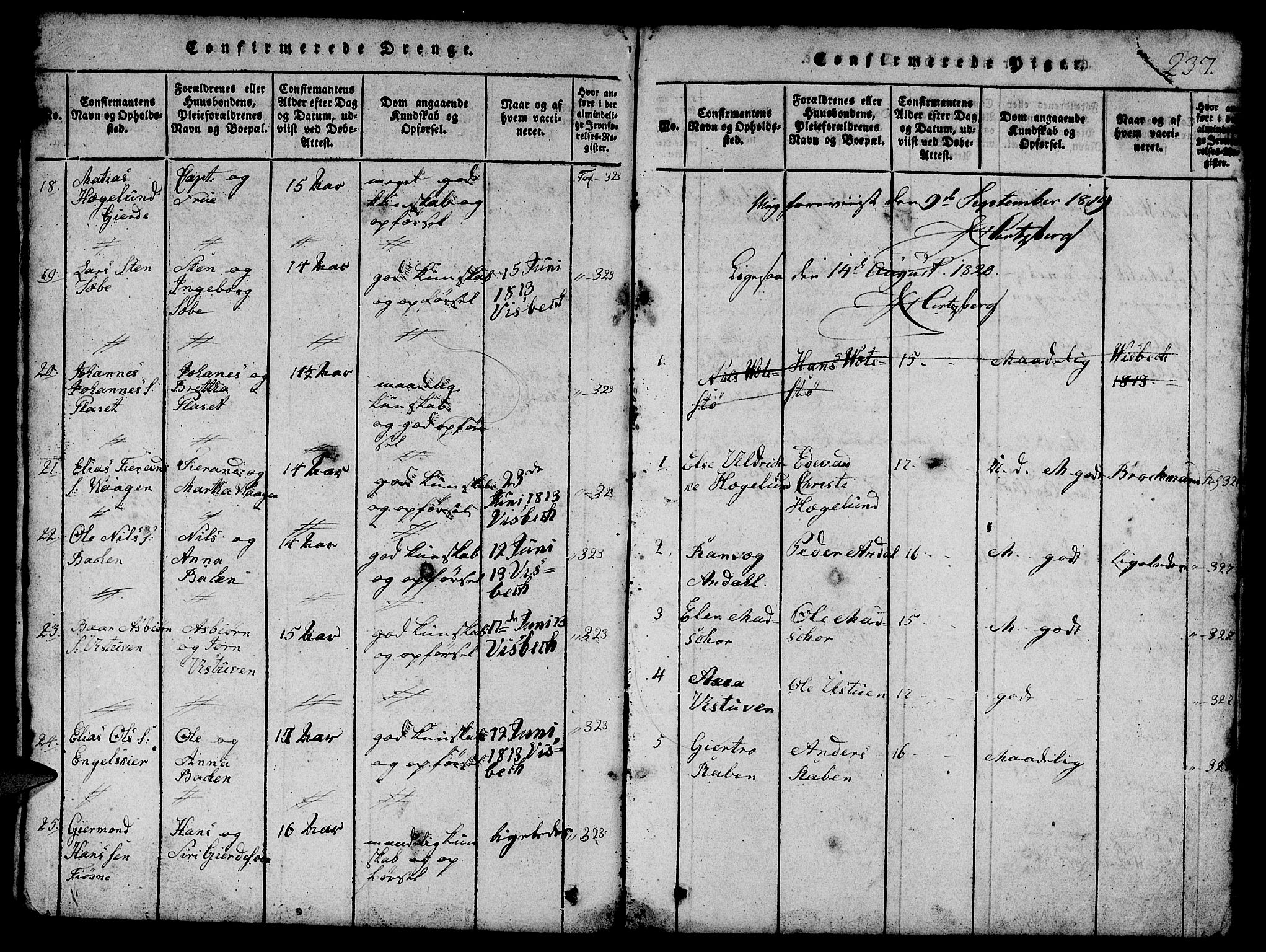Etne sokneprestembete, SAB/A-75001/H/Hab: Parish register (copy) no. B 1, 1815-1850, p. 237