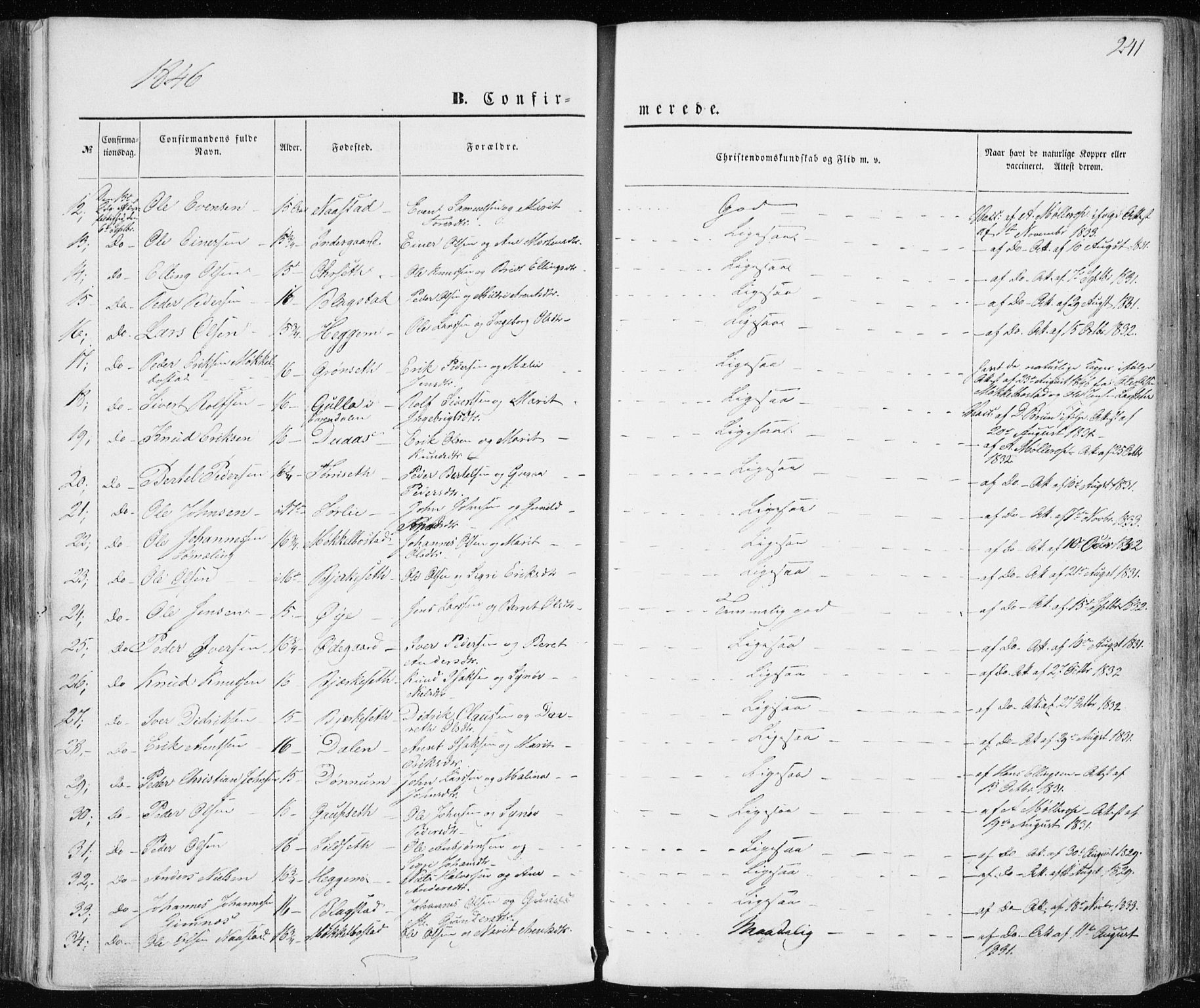 Ministerialprotokoller, klokkerbøker og fødselsregistre - Møre og Romsdal, AV/SAT-A-1454/586/L0984: Parish register (official) no. 586A10, 1844-1856, p. 241