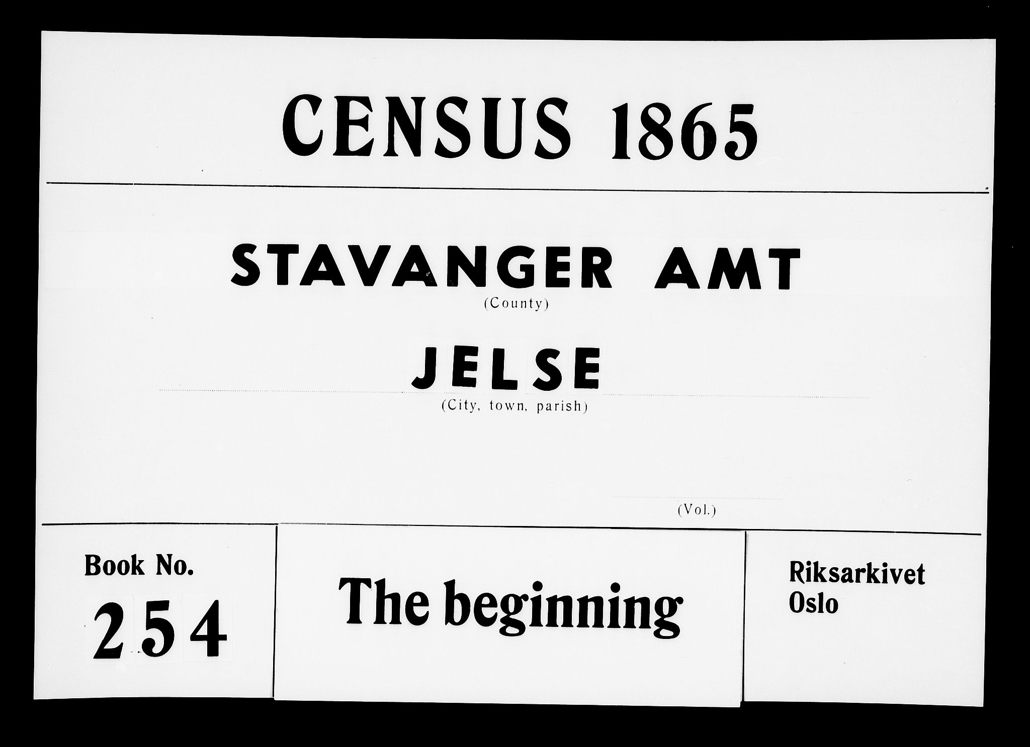 RA, 1865 census for Jelsa, 1865, p. 1
