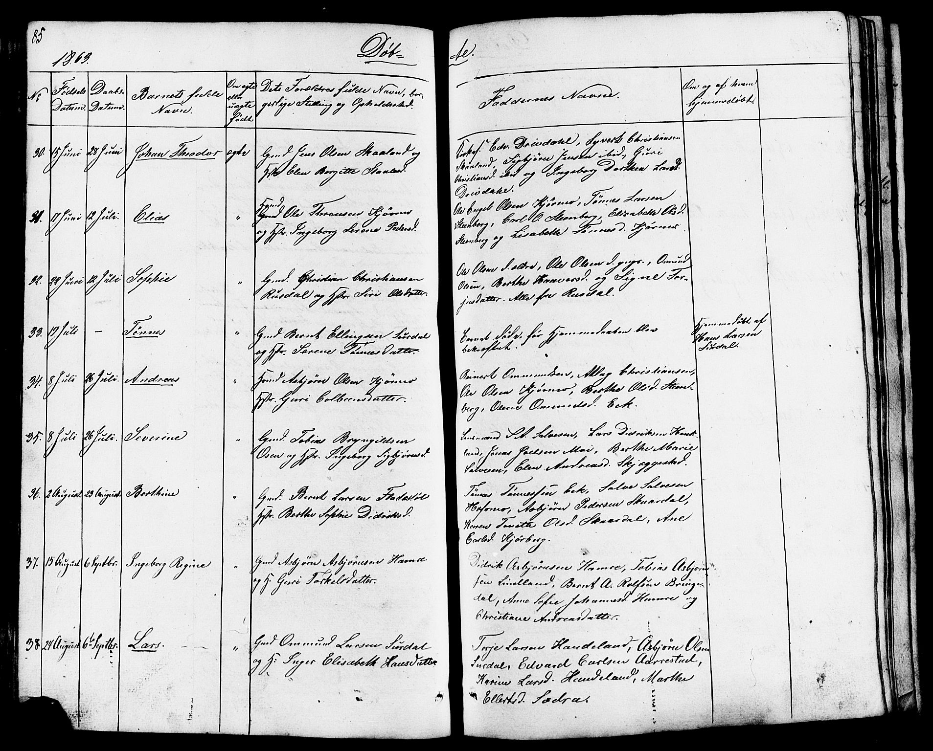 Lund sokneprestkontor, AV/SAST-A-101809/S07/L0003: Parish register (copy) no. B 3, 1848-1885, p. 85