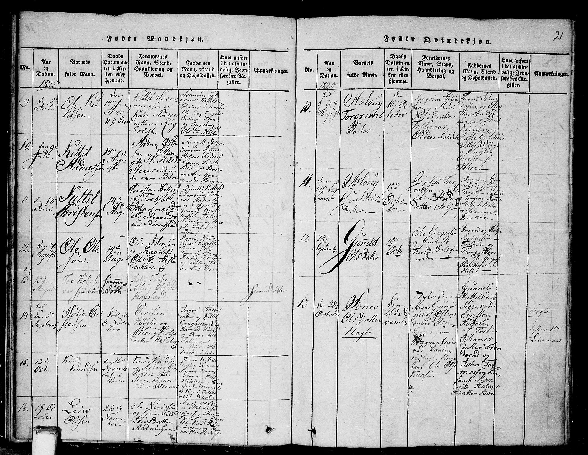 Gransherad kirkebøker, SAKO/A-267/G/Ga/L0001: Parish register (copy) no. I 1, 1815-1842, p. 21