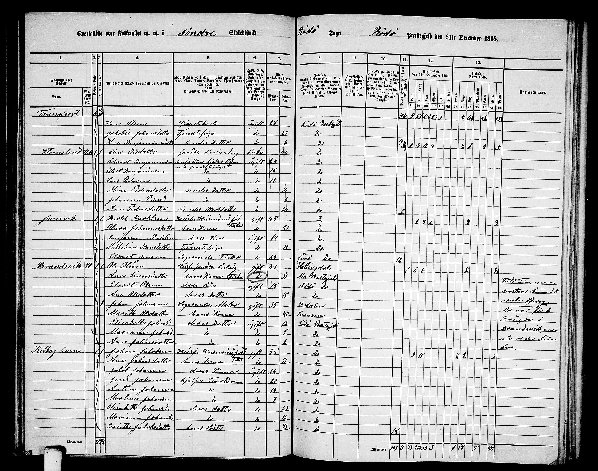 RA, 1865 census for Rødøy, 1865, p. 31