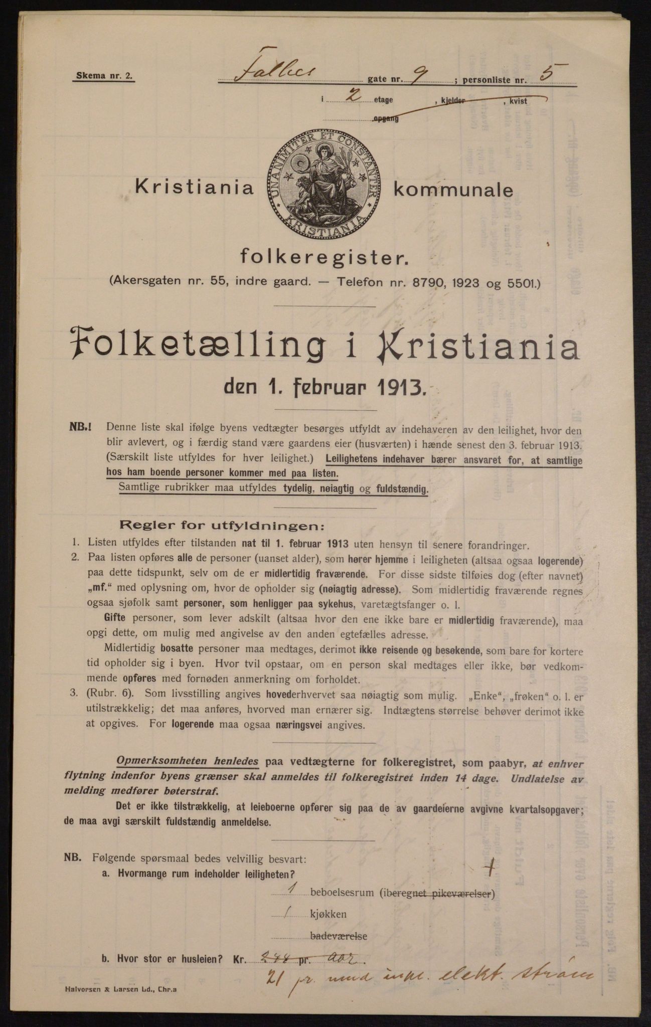 OBA, Municipal Census 1913 for Kristiania, 1913, p. 23312