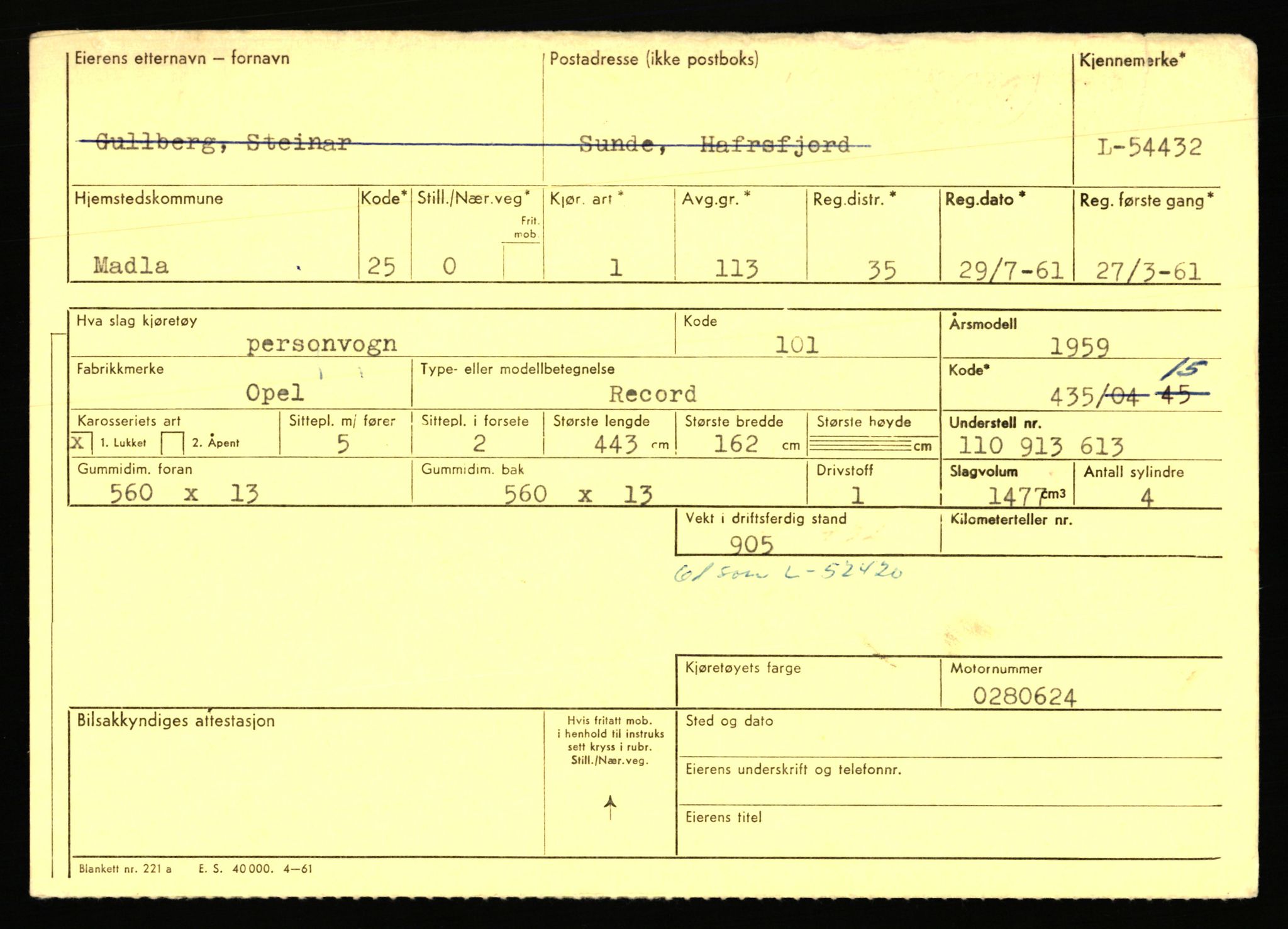 Stavanger trafikkstasjon, AV/SAST-A-101942/0/F/L0054: L-54200 - L-55699, 1930-1971, p. 485