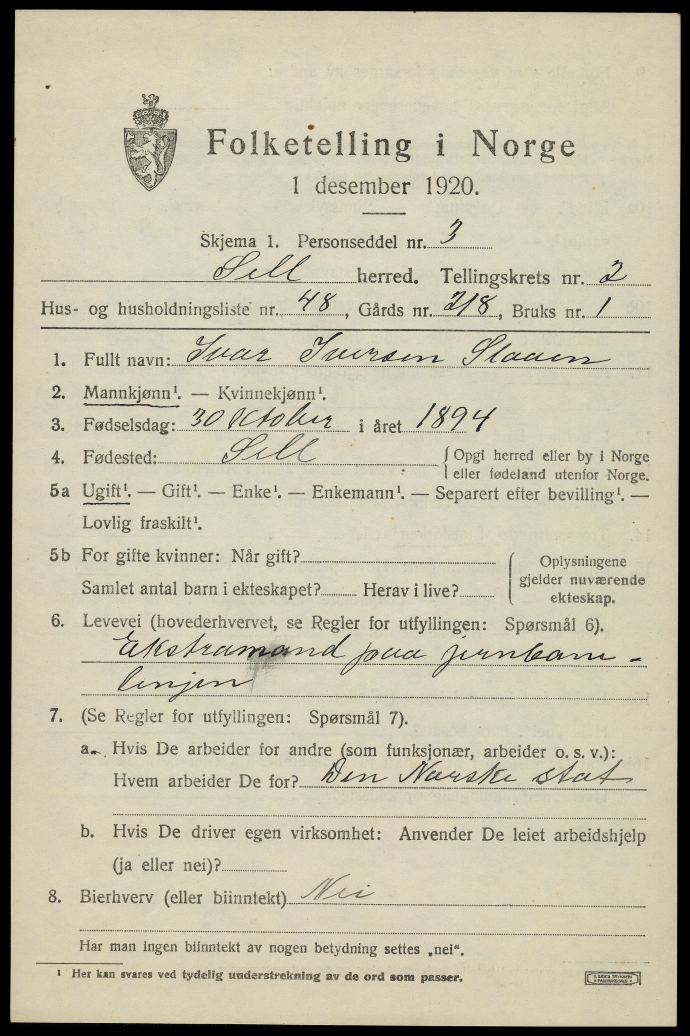 SAH, 1920 census for Sel, 1920, p. 2160