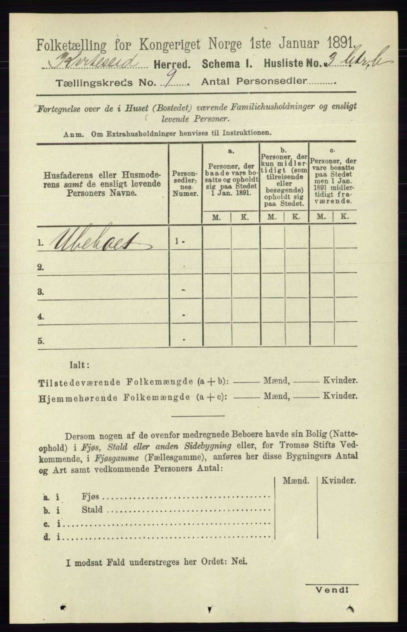 RA, 1891 census for 0829 Kviteseid, 1891, p. 1948