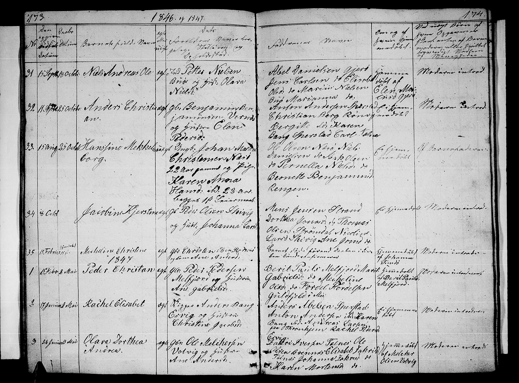 Ministerialprotokoller, klokkerbøker og fødselsregistre - Nordland, AV/SAT-A-1459/841/L0618: Parish register (copy) no. 841C02, 1833-1855, p. 173-174